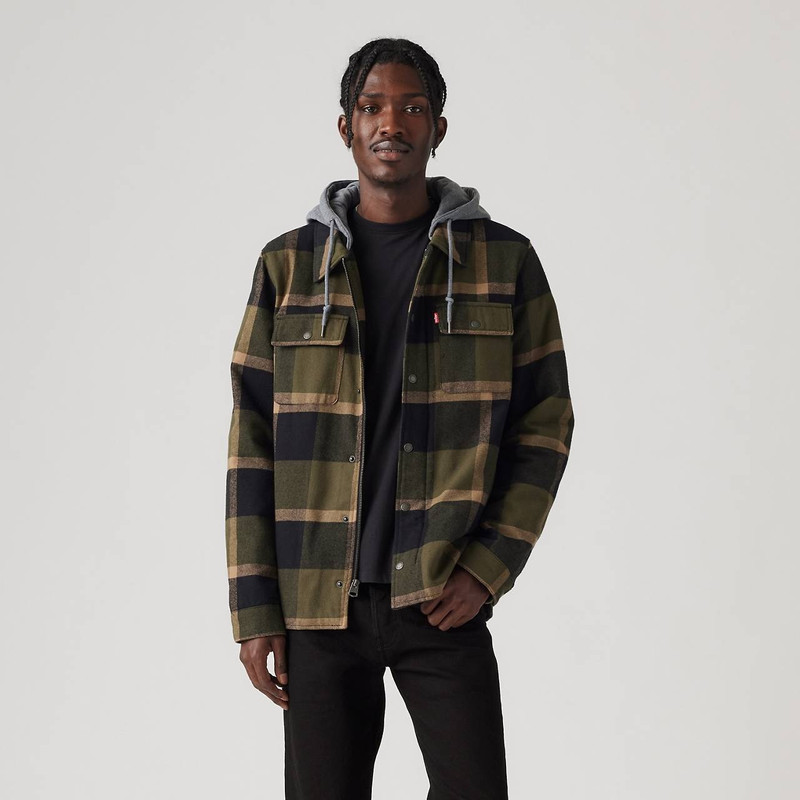COTTON PLAID SHERPA LINED SHACKET 2