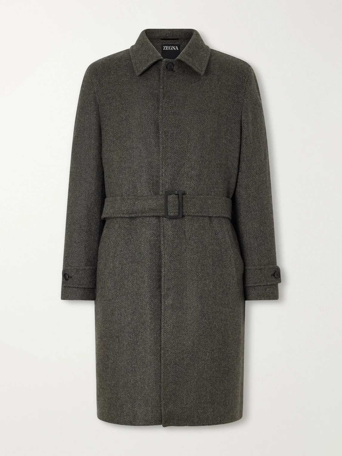 Oasi Belted Herringbone Cashmere Trench Coat - 1