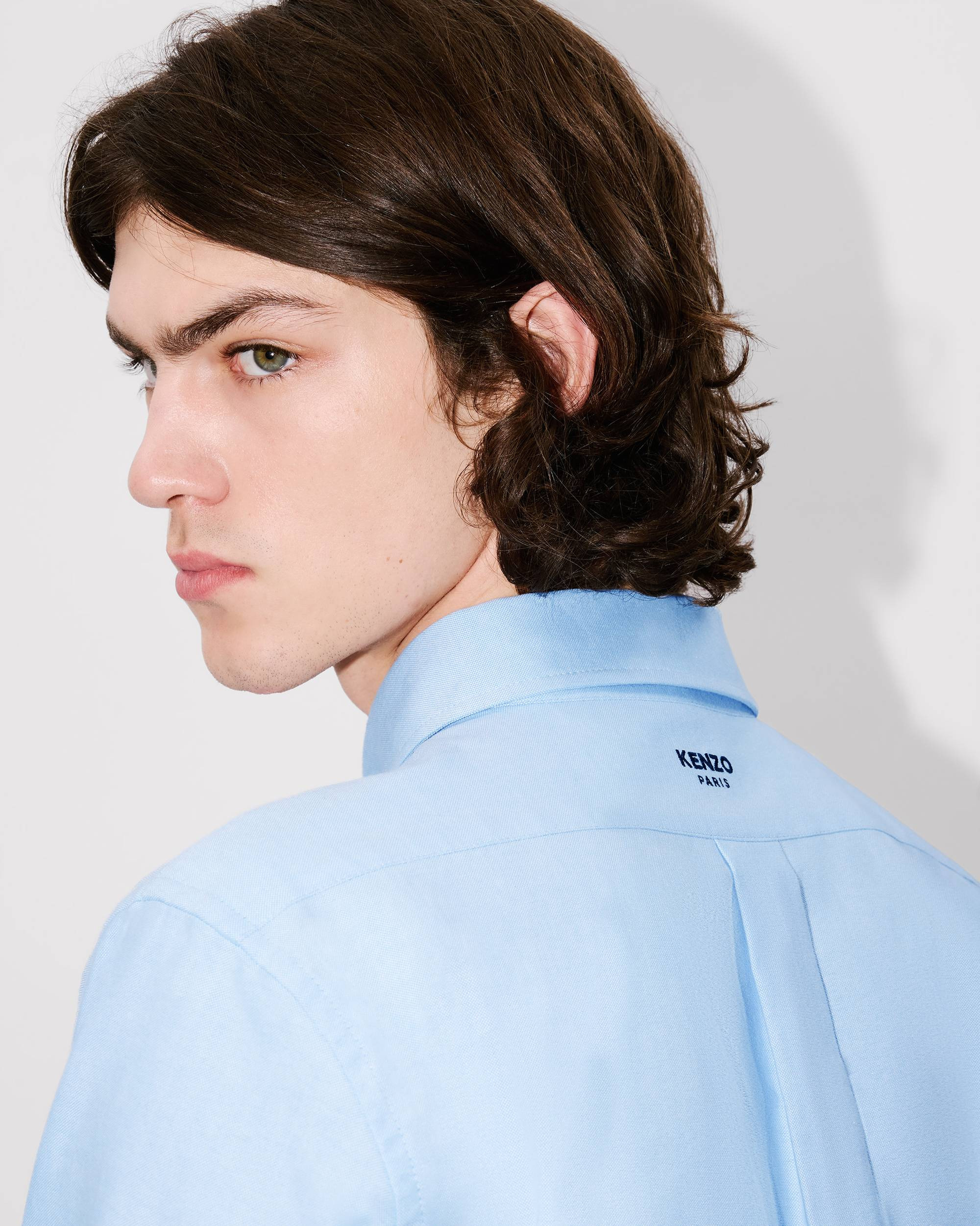 'Boke Flower' embroidered casual shirt in cotton oxford - 7