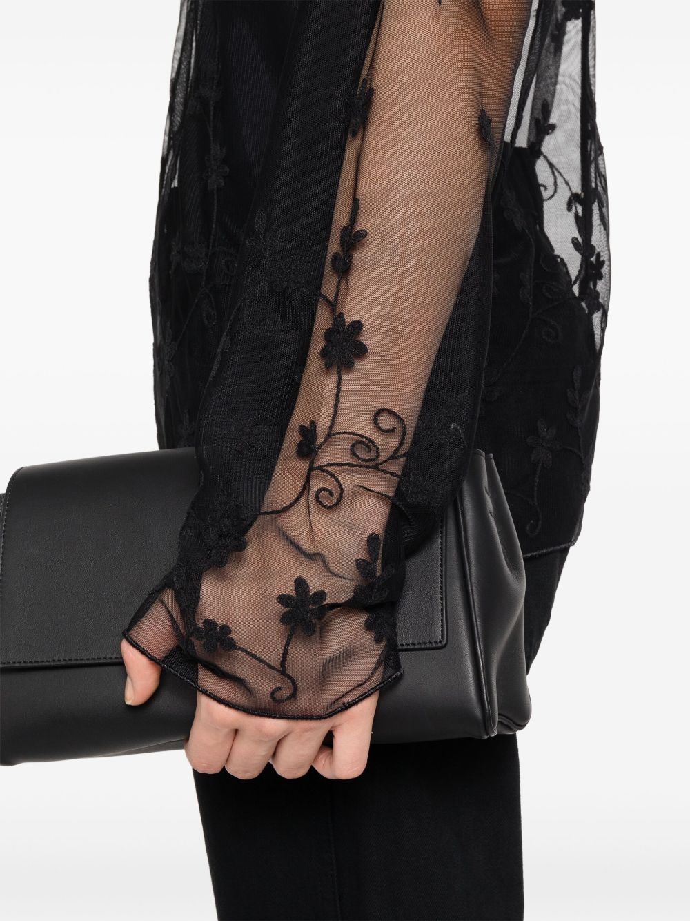 floral-embroidered shirt - 5