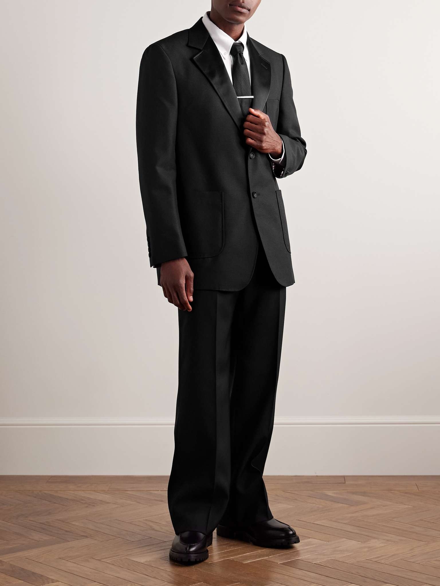 ジャケット WOOL SATIN AND MOHAIR BLAZER Thom Browne Oversized Satin-Trimmed Wool and Mohair-Blend