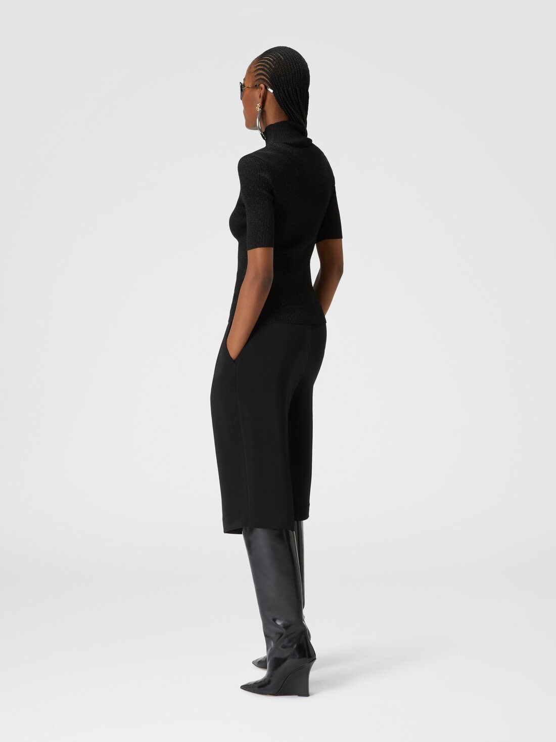 Short-sleeved turtleneck in glitter-effect viscose - 3
