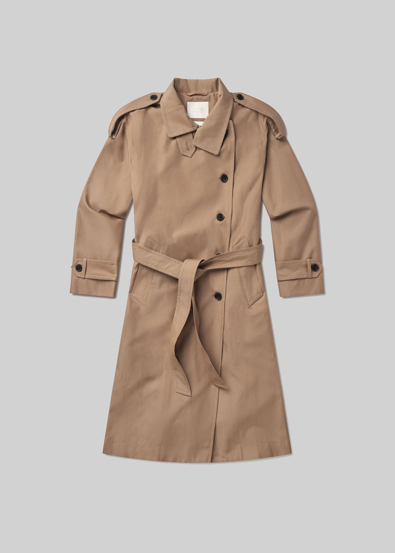 Favi Trench Coat In Dark Khaki 1