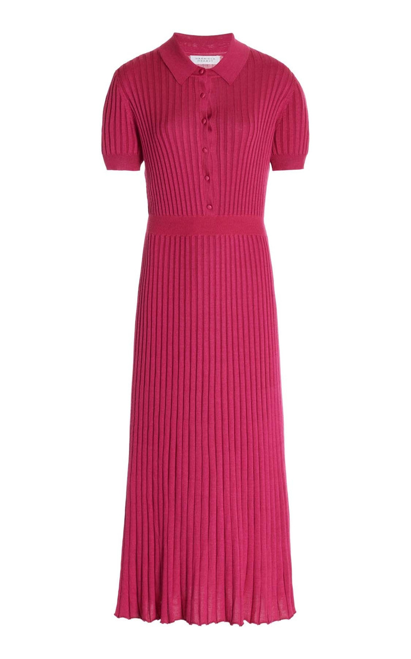 Amor Ribbed Dress in Fuchsia Cashmere Silk - 1