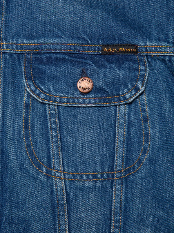 Danny Greasy Denim Jacket Mid Blue - 3