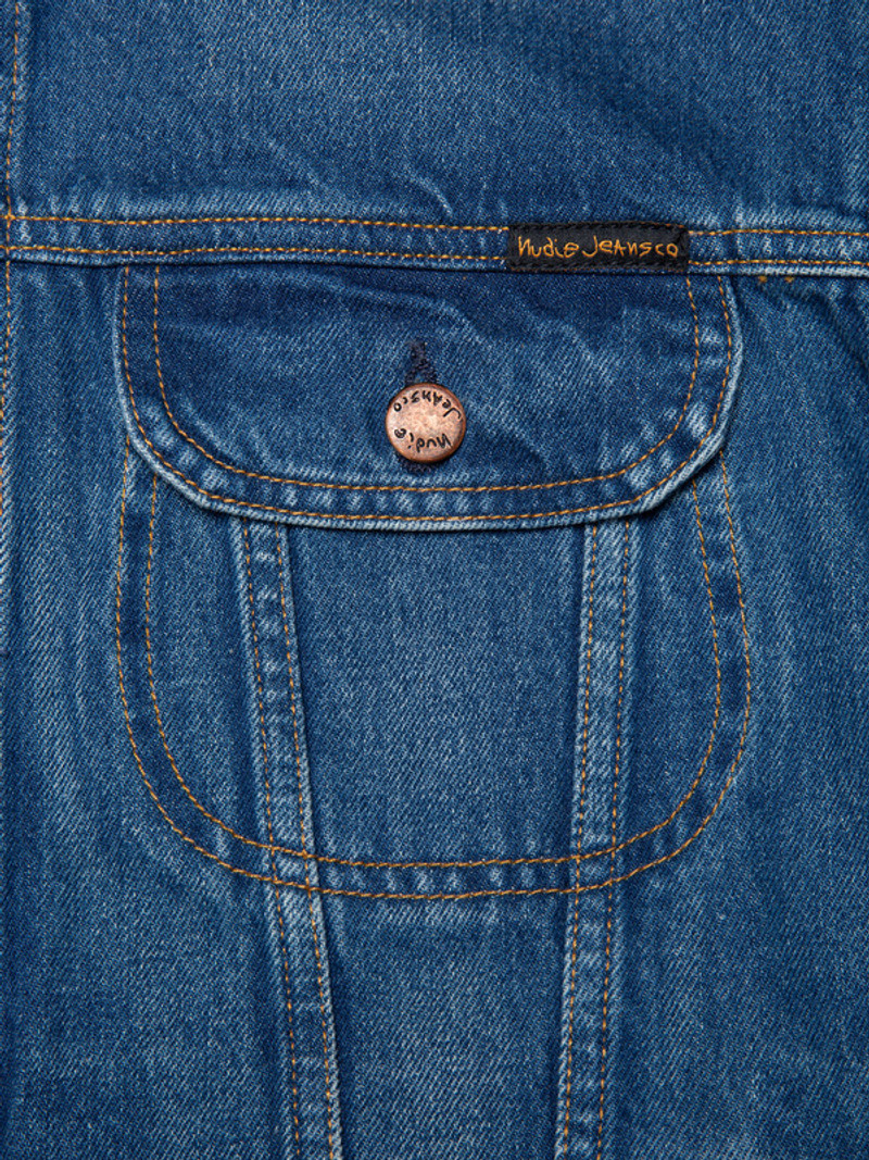 Danny Greasy Denim Jacket Mid Blue 4