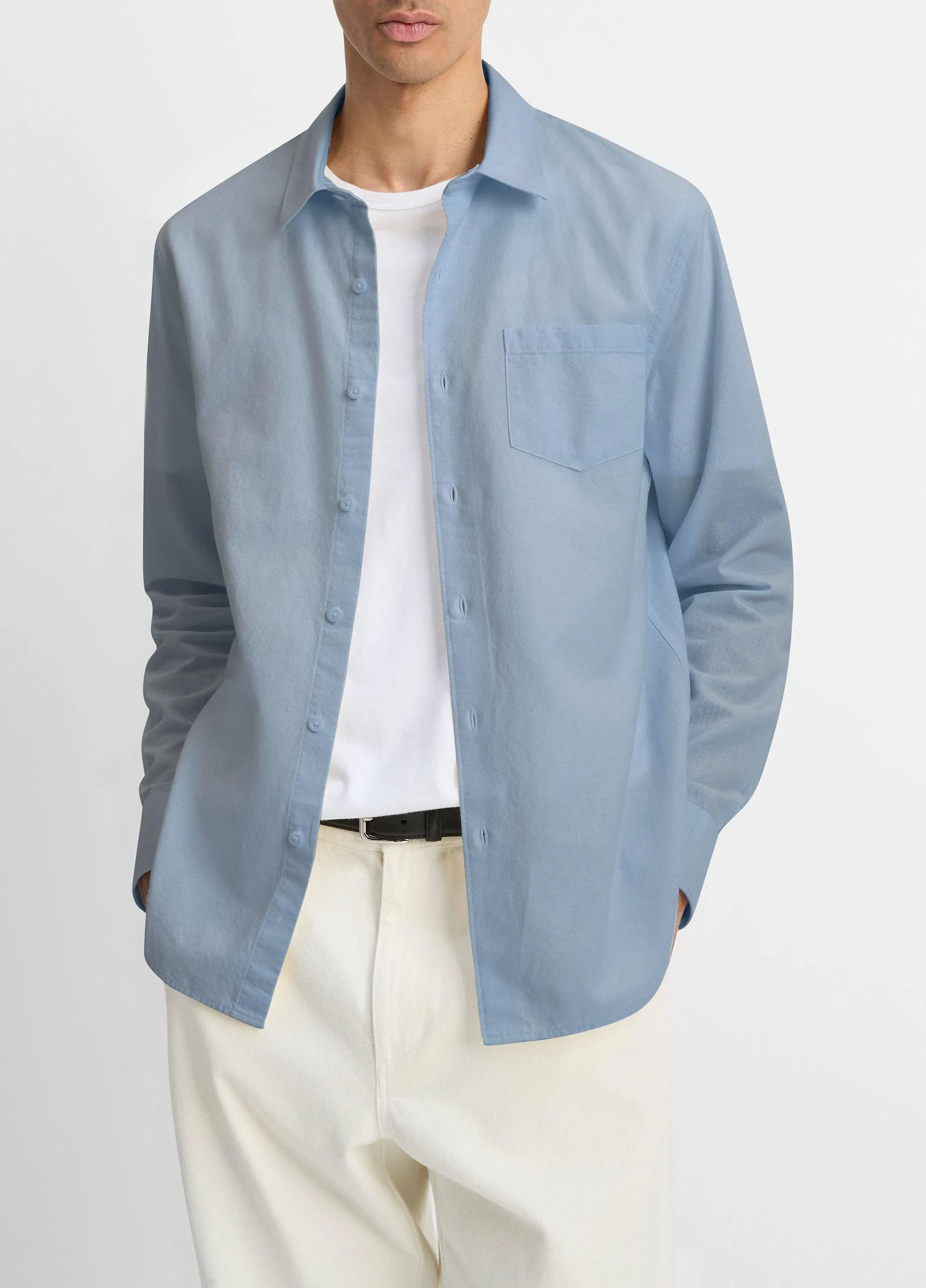 Cotton Chambray Button-Front Shirt - 1