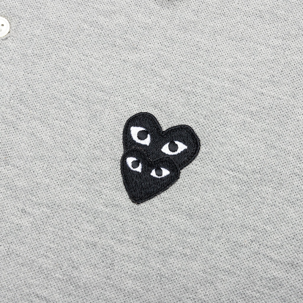 COMME DES GARCONS PLAY STACKED HEART POLO SHIRT - GREY - 3