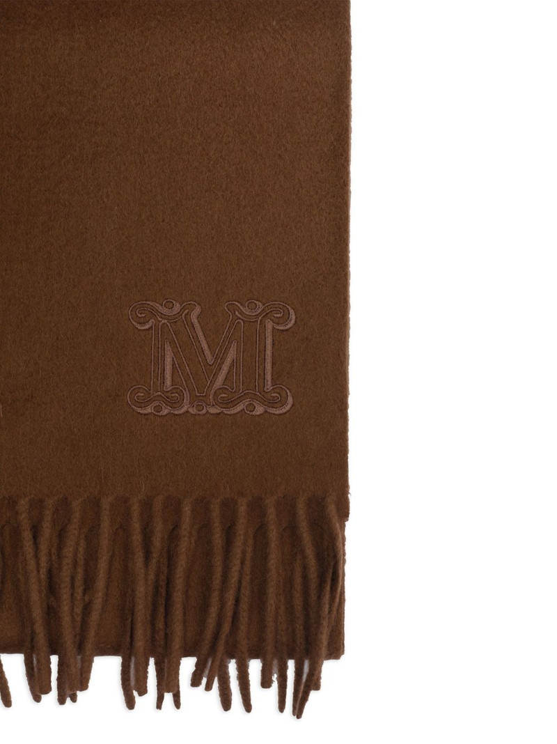 Max Mara embroidered-logo fringe scarf outlook