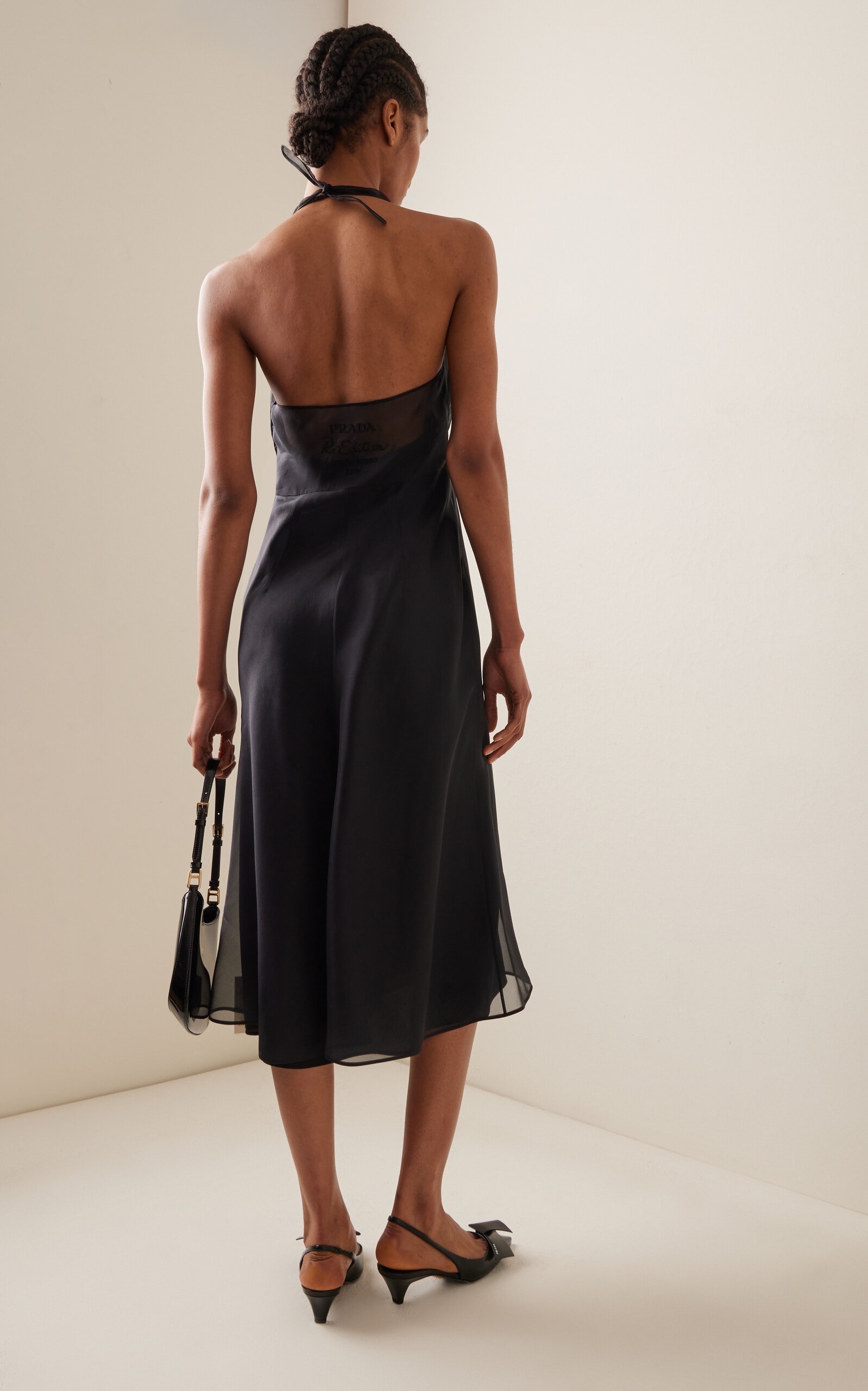 Prada Silk Organza Halter Midi Dress black | modaoperandi