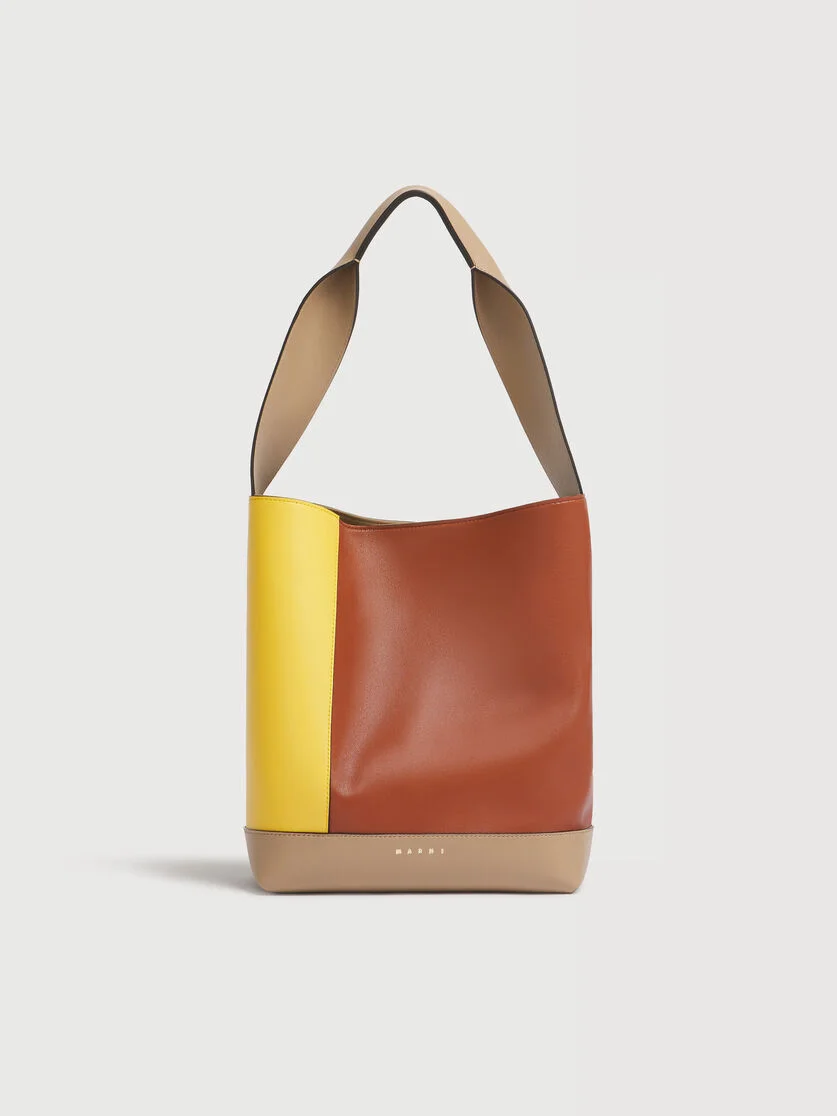 YELLOW, BROWN AND TAUPE LEATHER POD 2.0 BAG - 1