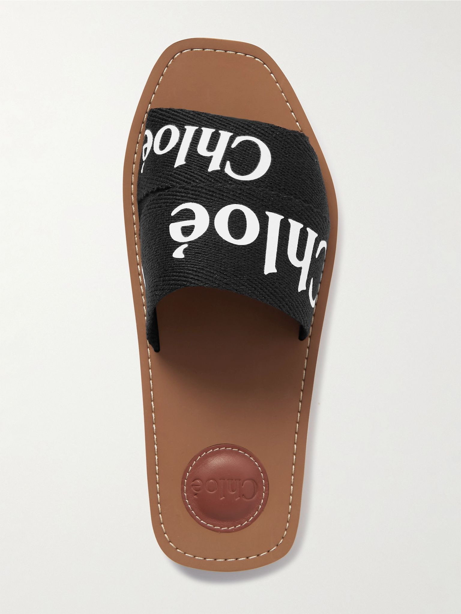 Woody logo-print canvas slides Black - 5