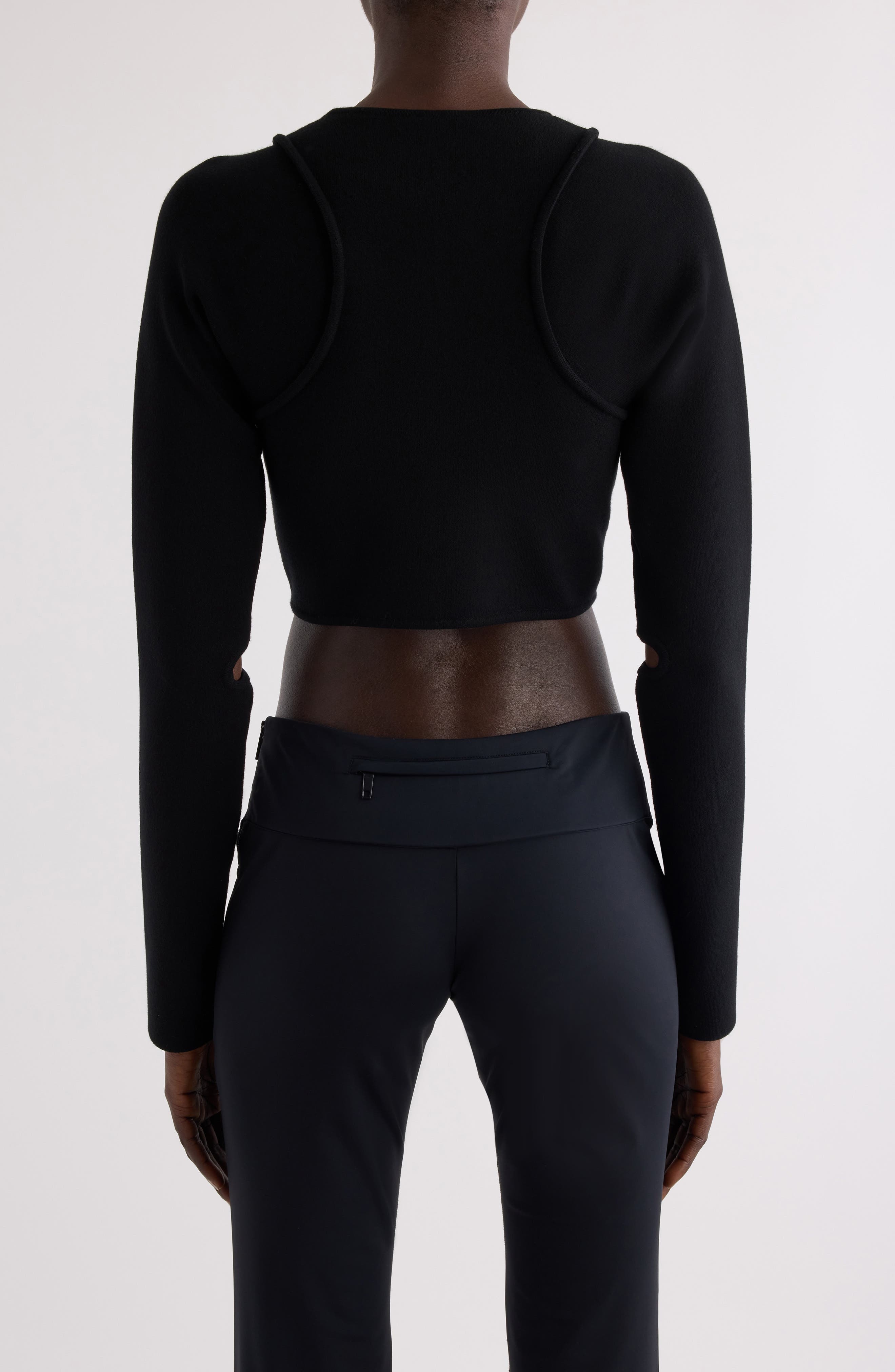 Courrèges Cutout Scuba Knit Cardigan in Black at Nordstrom - 3