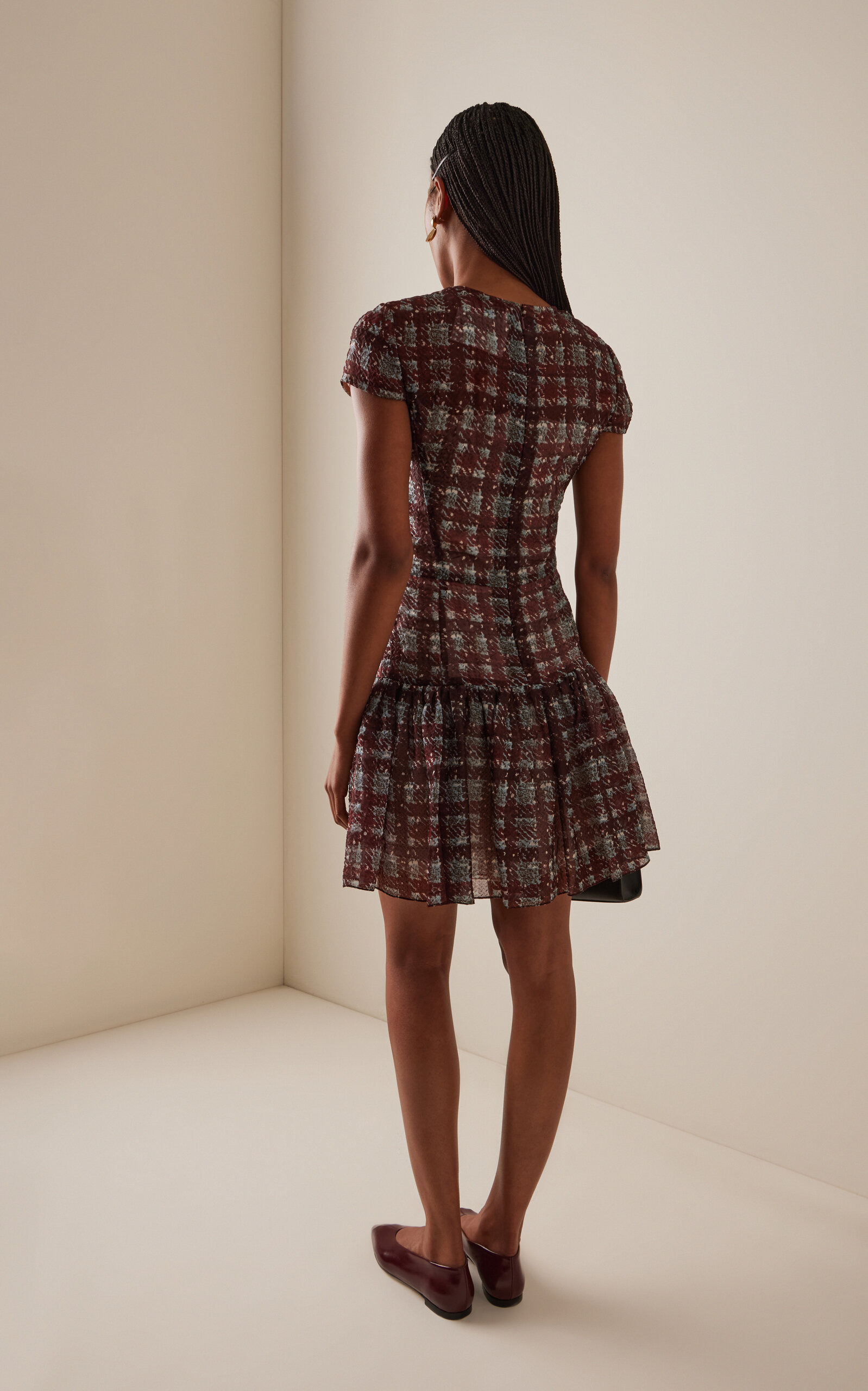 Textured Tartan Silk-Blend Mini Dress multi - 4