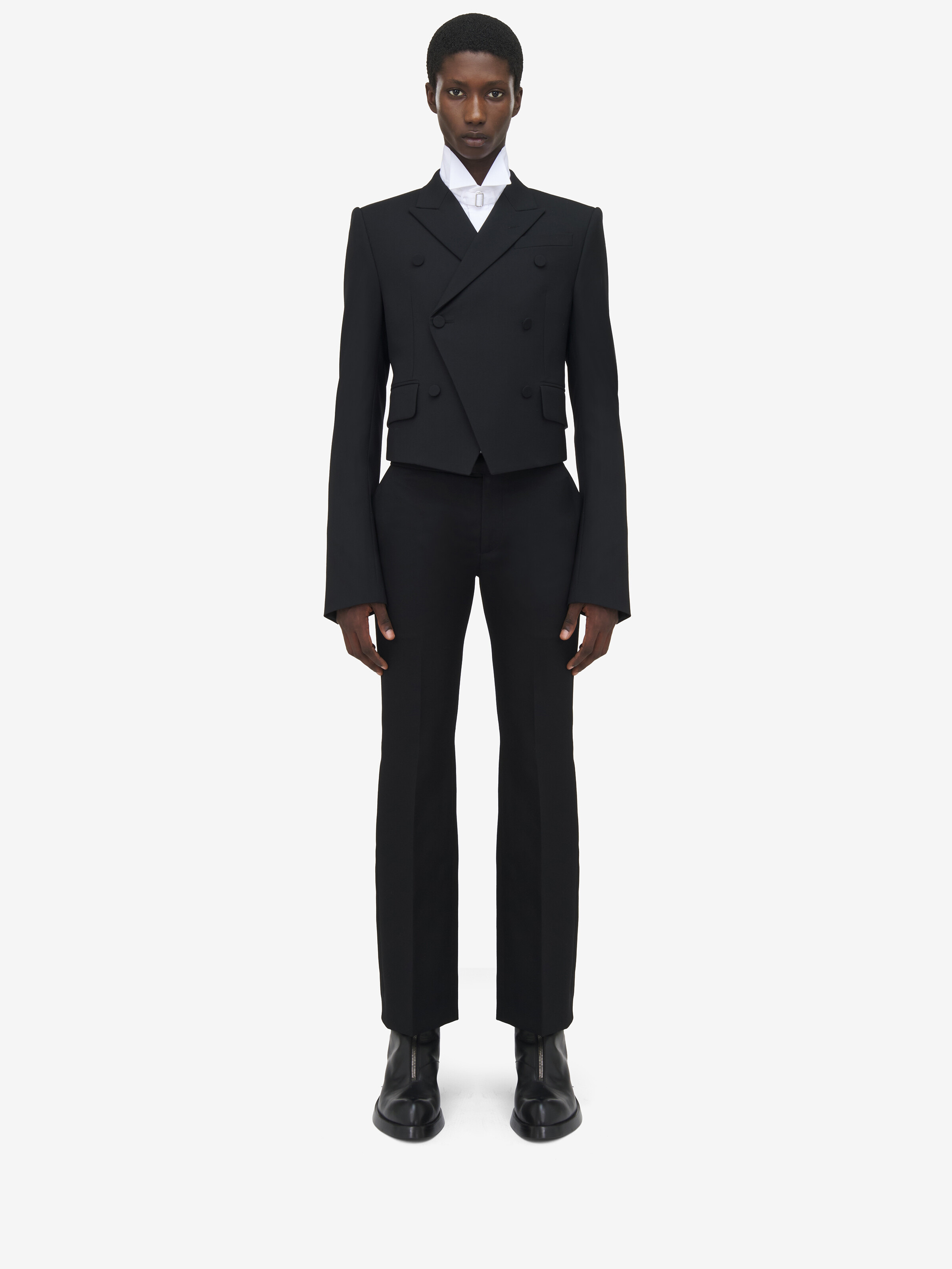 Double-Breasted Shrunken Blazer - 3