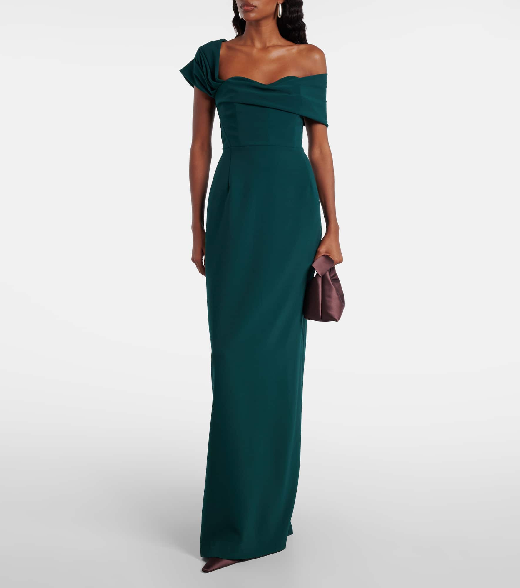 Floral off-shoulder crêpe gown - 2