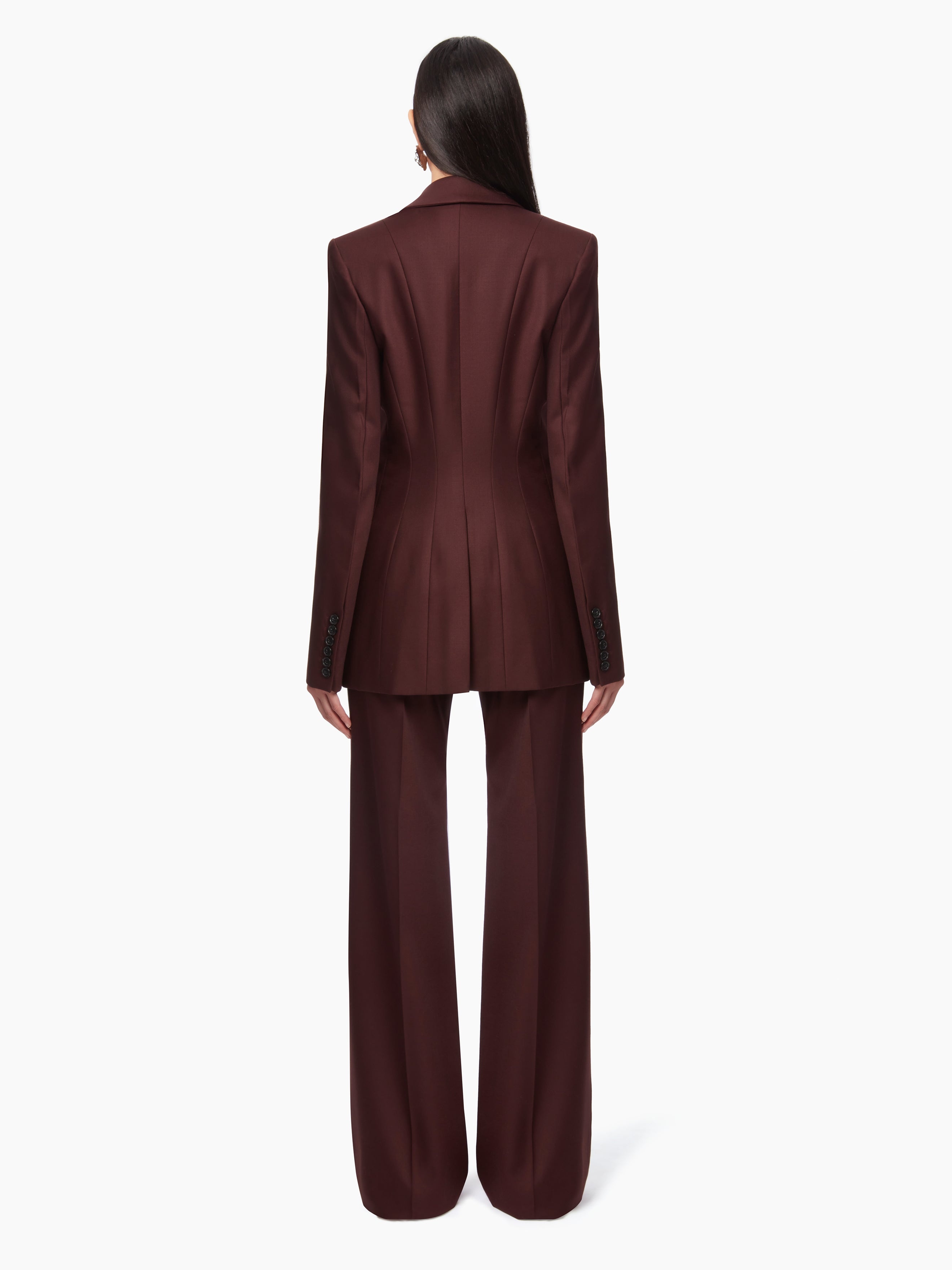 WIDE LEG WOOL GABARDINE PANTS - 4
