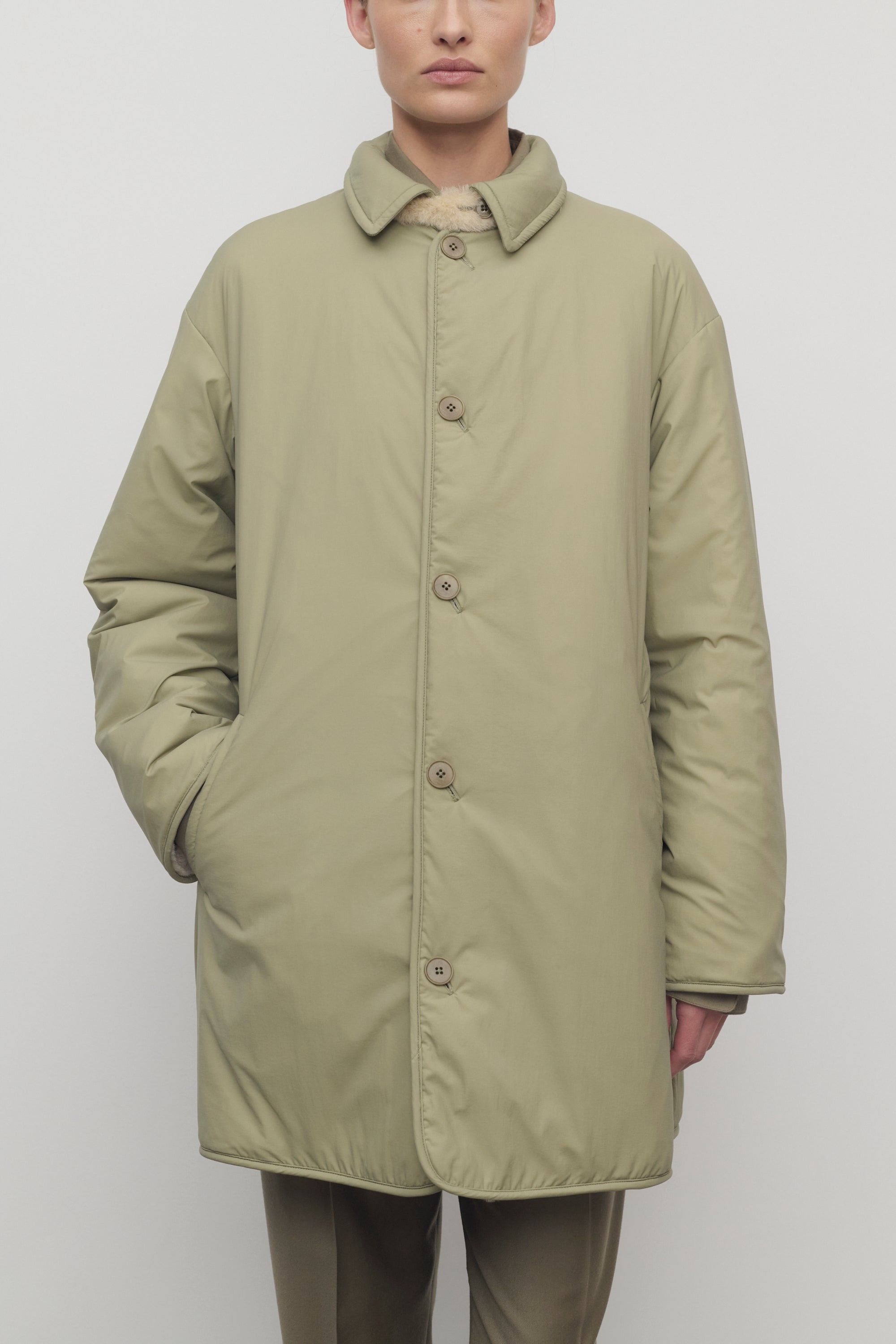 Aurelia Coat in Shearling and Nylon - 11