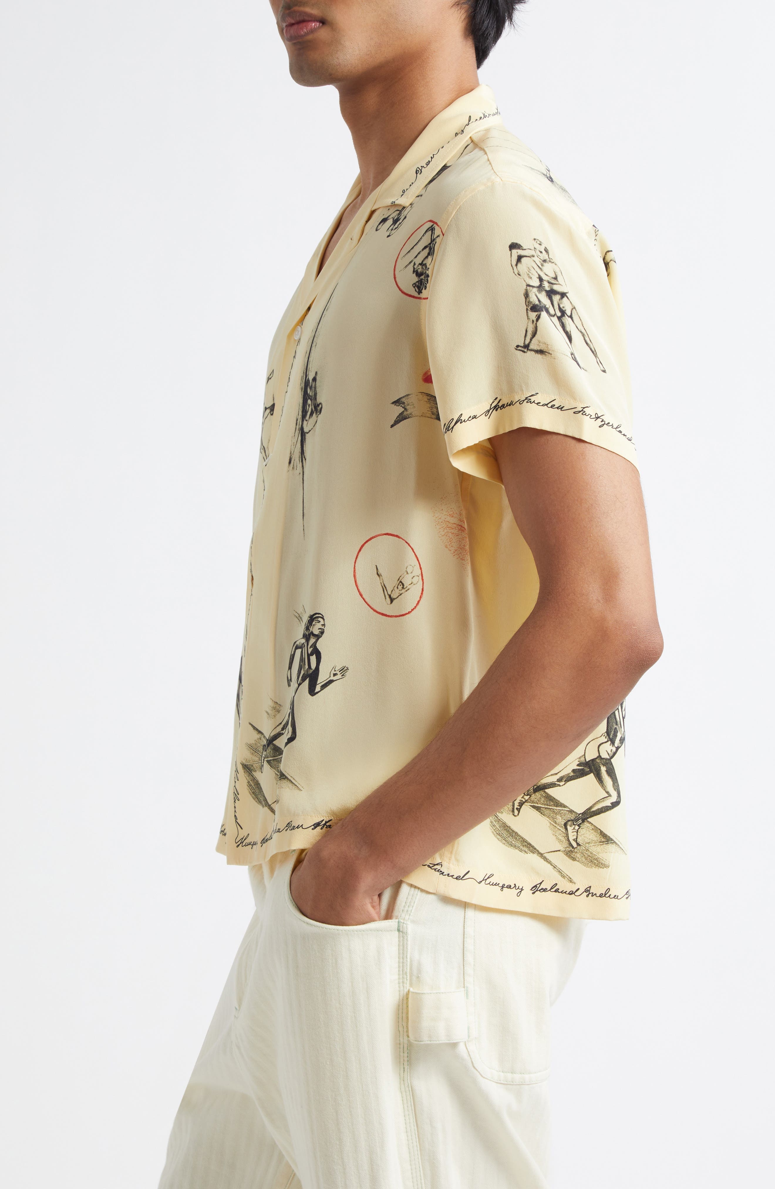 Bode Games Silk Camp Shirt in Yellow at Nordstrom - 3