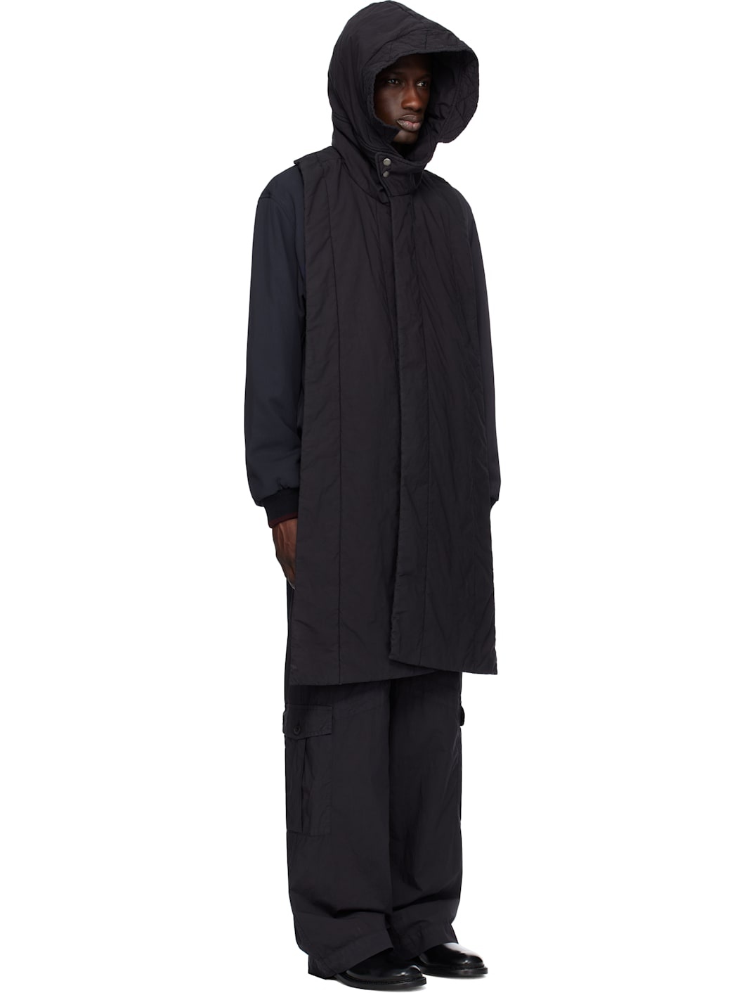 Navy Hooded Cotton Vest - 2