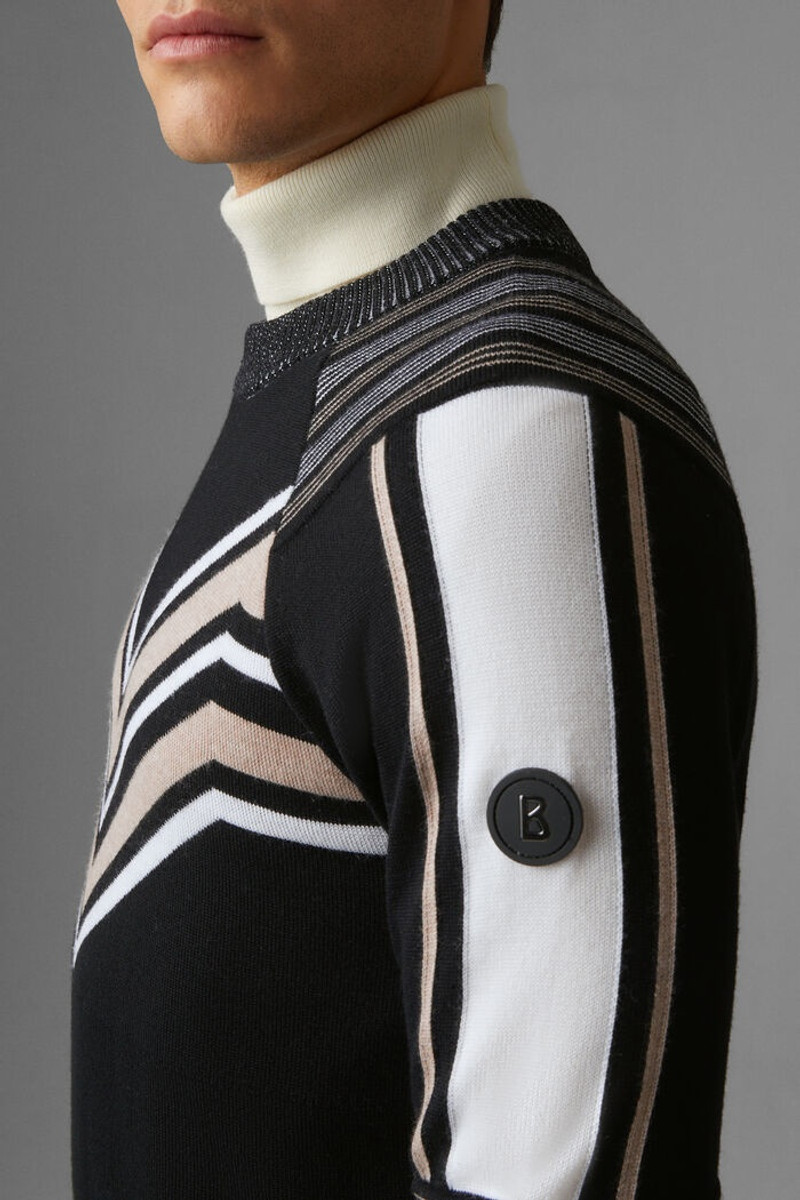 Manny Knitted pullover in Black/Sand 4