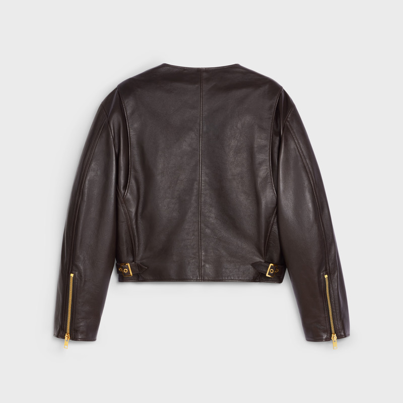 CELINE Pure collar jacket with snap buttons in soft lambskin outlook