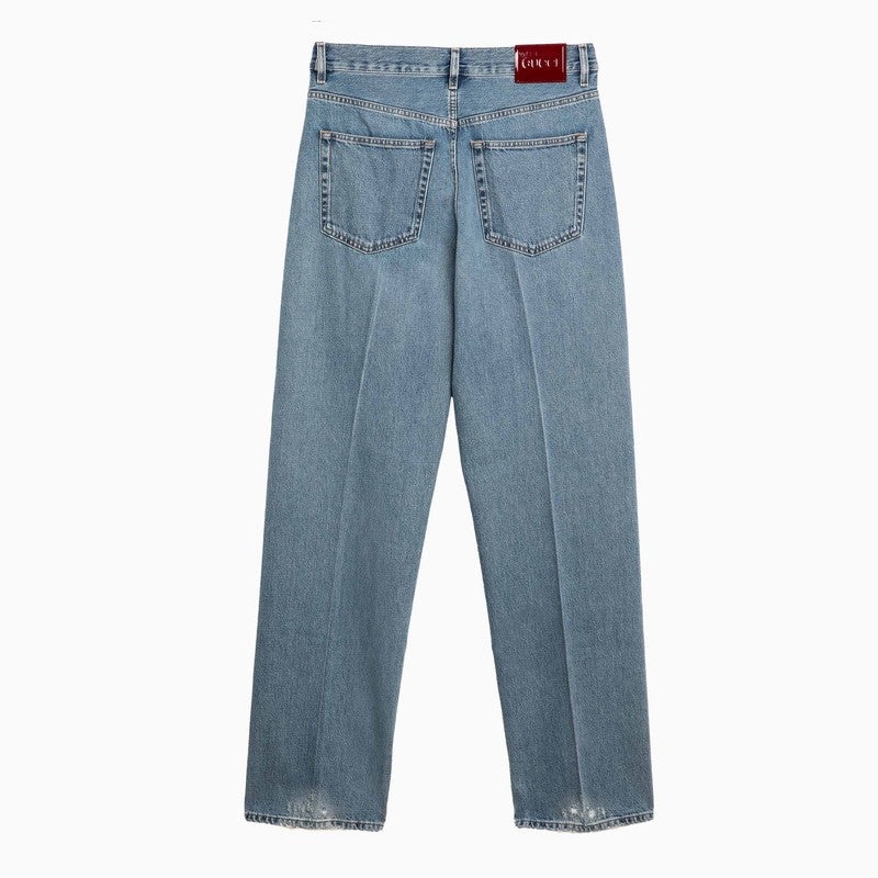 Gucci Blue Delavé Jeans With Logo Label Women - 2