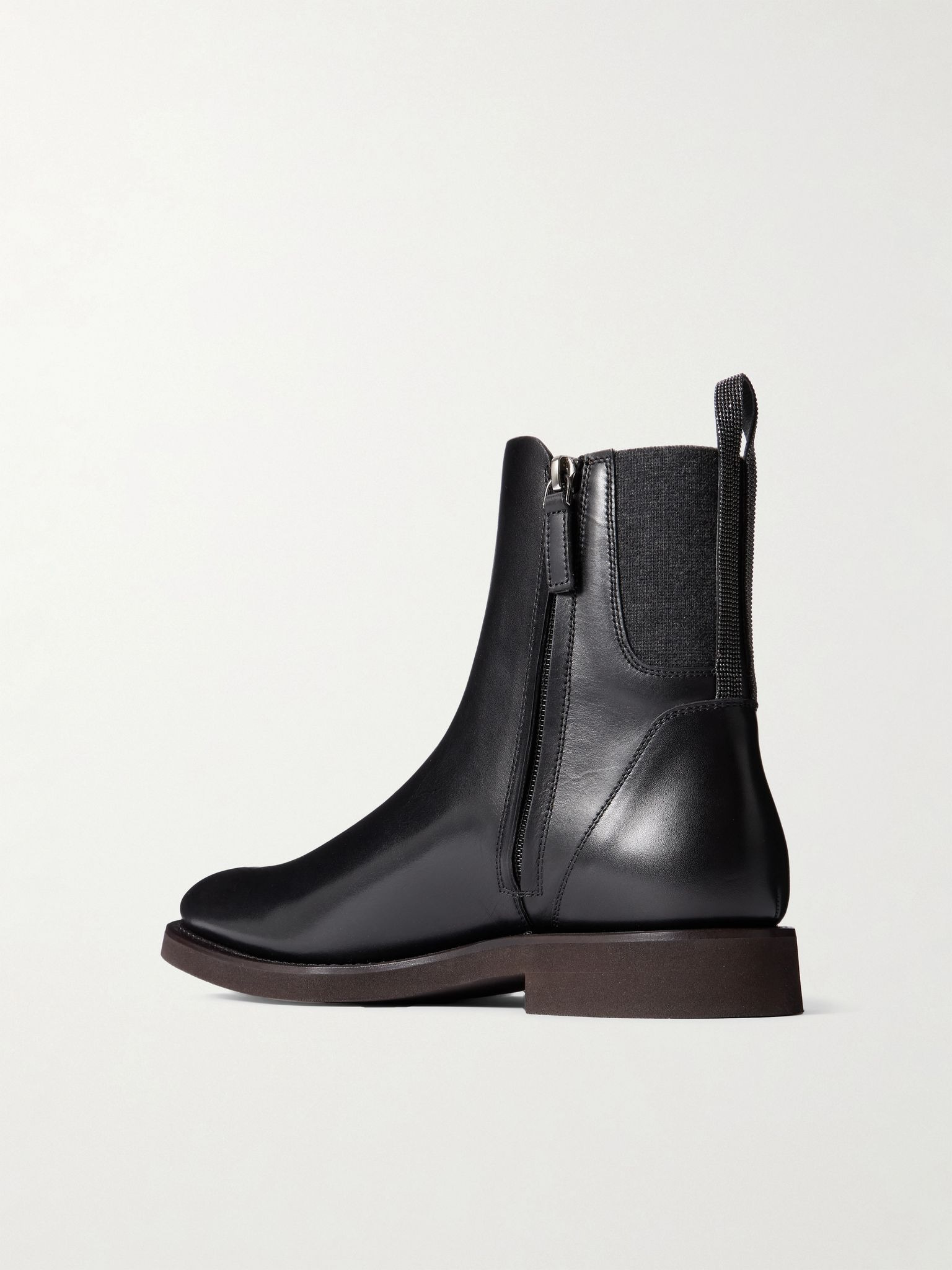 Bead-embellished leather Chelsea boots Black - 3