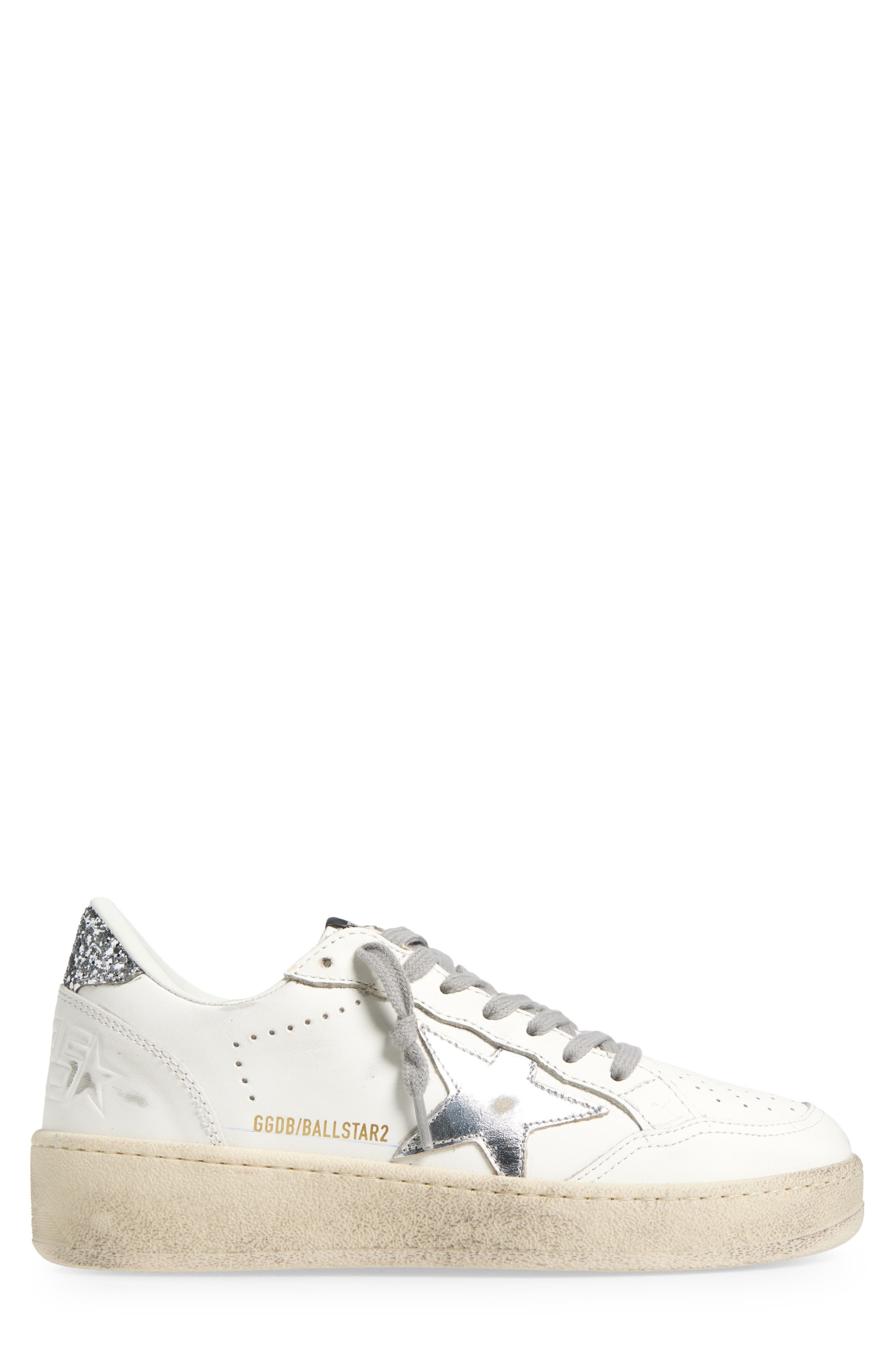 Golden Goose Ball Star 2 Low Top Sneaker in White/Silver at Nordstrom - 3