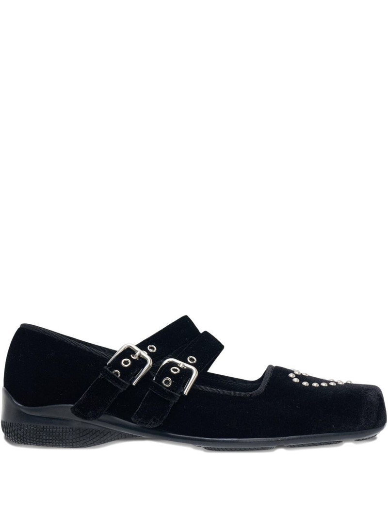 heart-stud buckled ballet flats 1