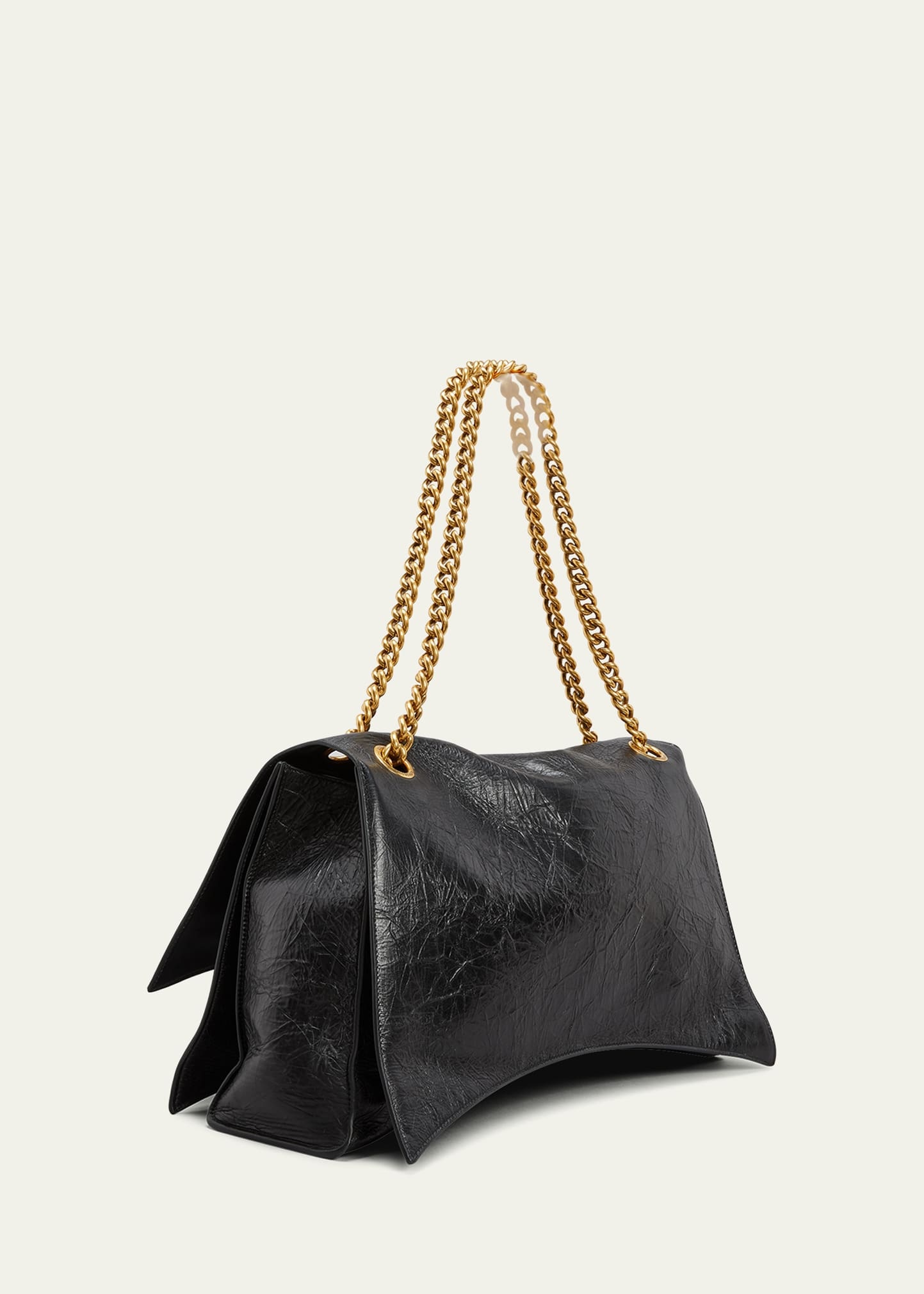 Crush Large Crinkled Leather Chain Shoulder Bag - 3