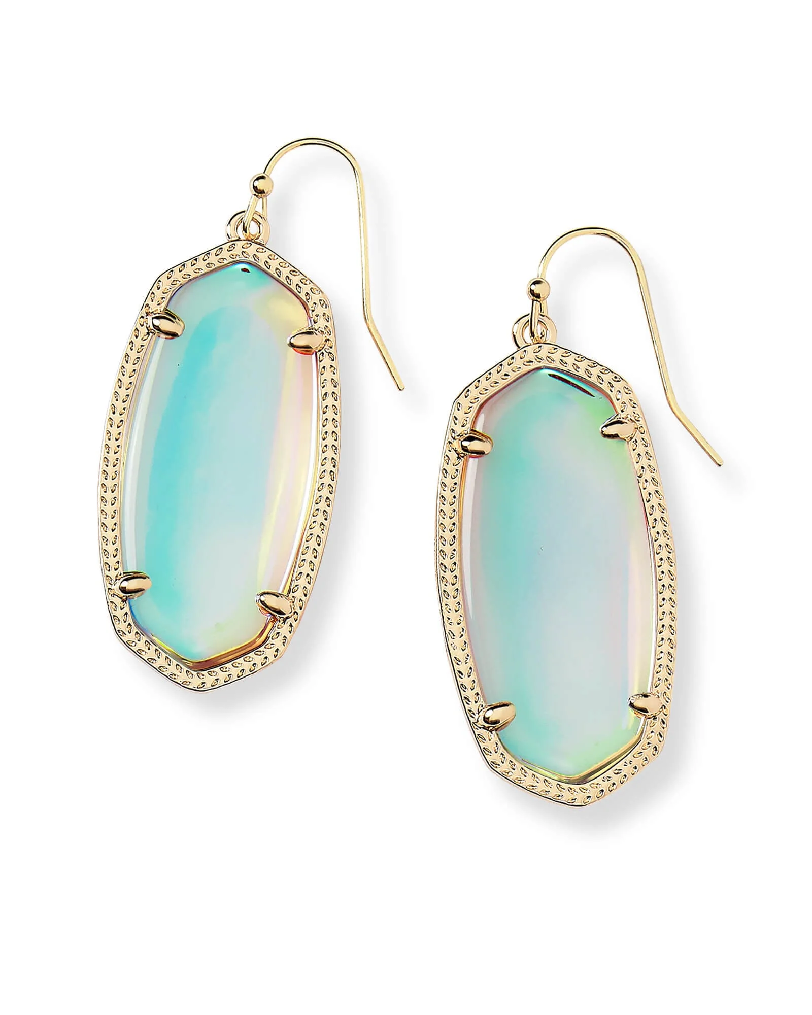 Elle Gold Drop Earrings in Dichroic Glass - 1