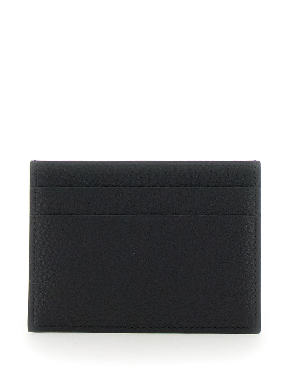 Balenciaga Men Black Card Holder With Logo Lettering On The Front In Grained Leather Man - 3