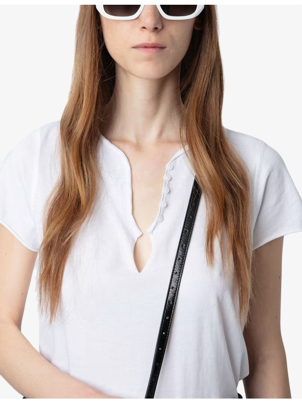Regular-fit button-neck cotton T-shirt - 5