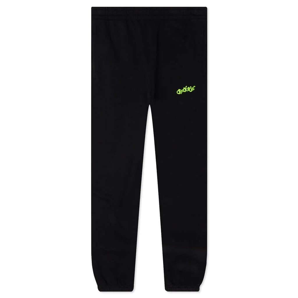 OPPOSITE ARR SLIM SWEATPANTS - BLACK/LIME - 1