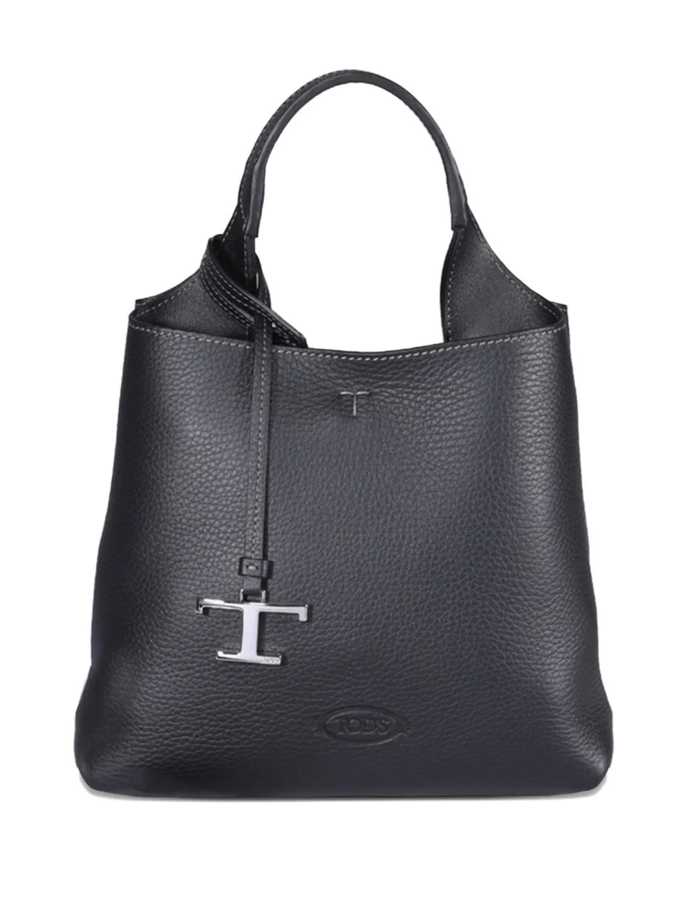 logo-charm leather tote bag - 1