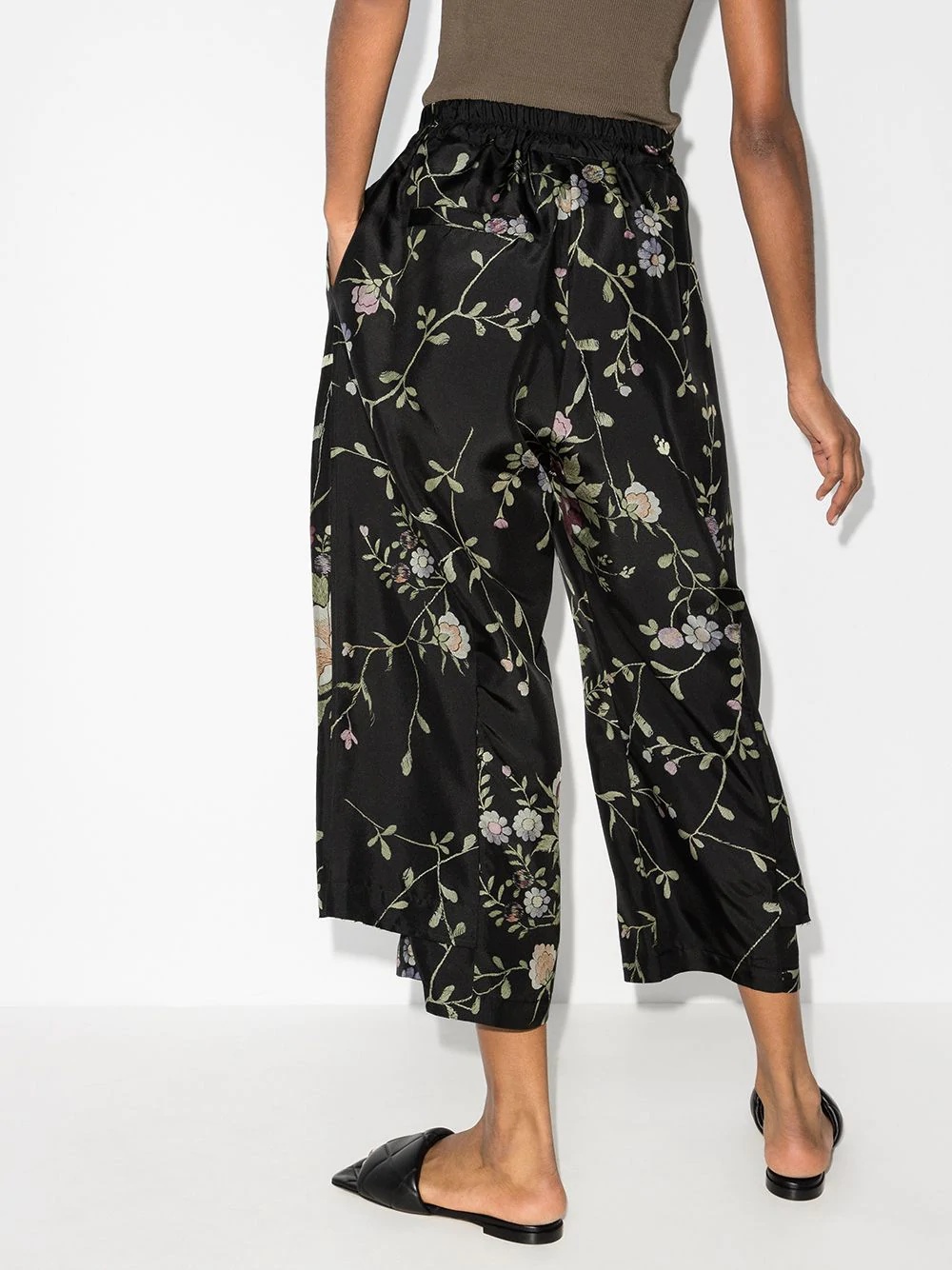 Robin floral-embroidered silk trousers - 3