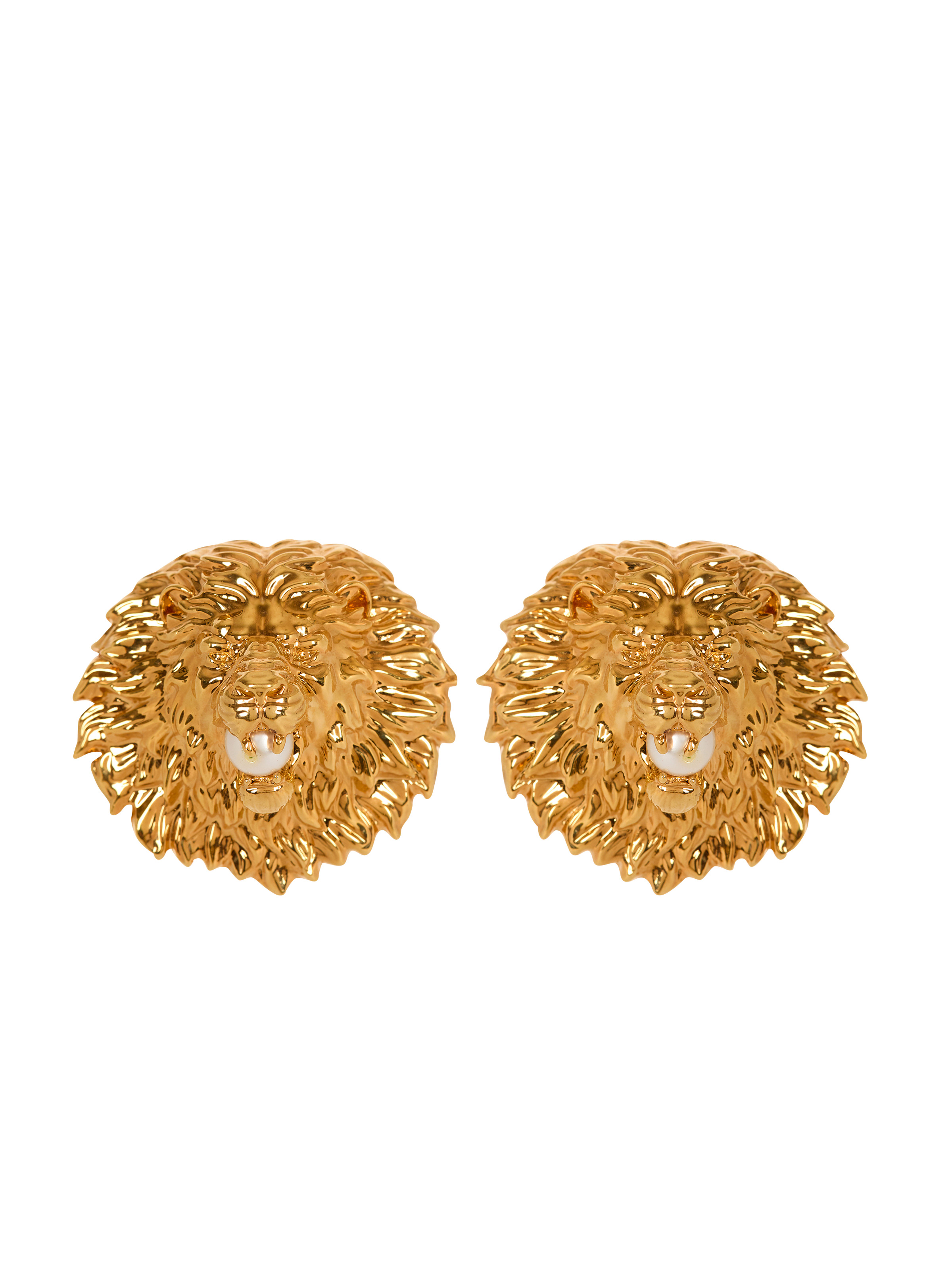 Lion metal and pearl earrings - 1