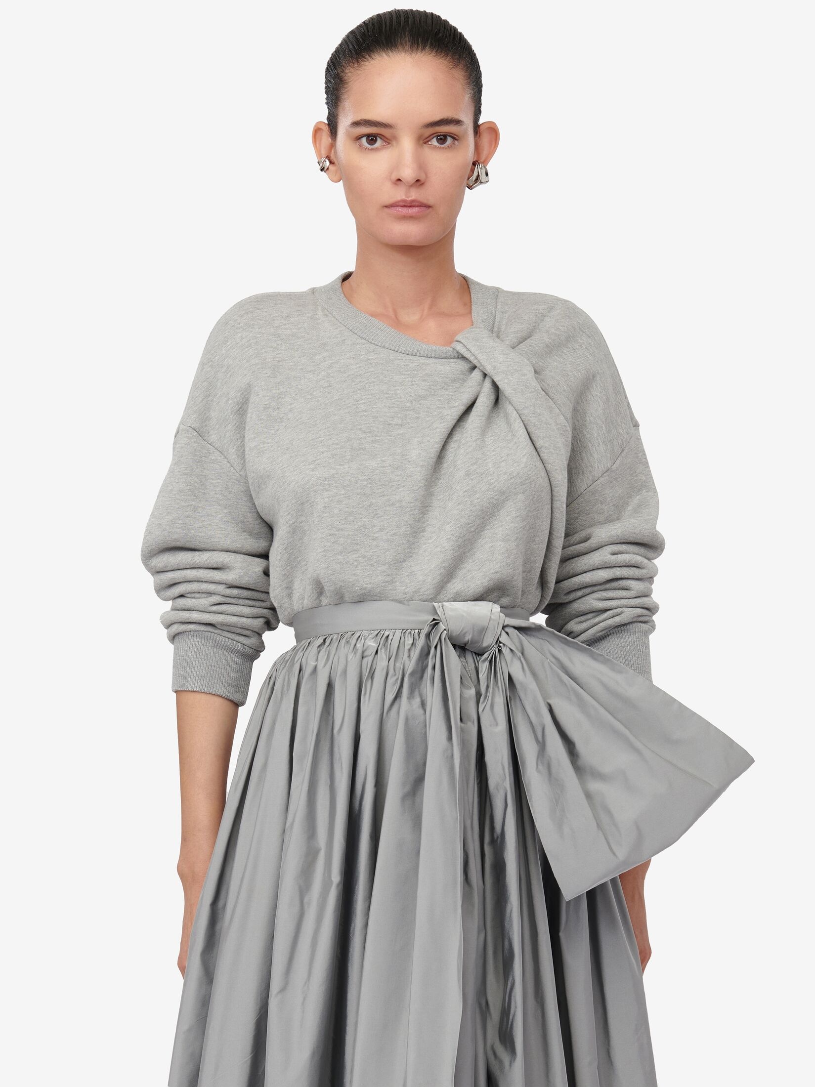 Women's Cocoon Sleeve Sweatshirt in Grey Melange - 5