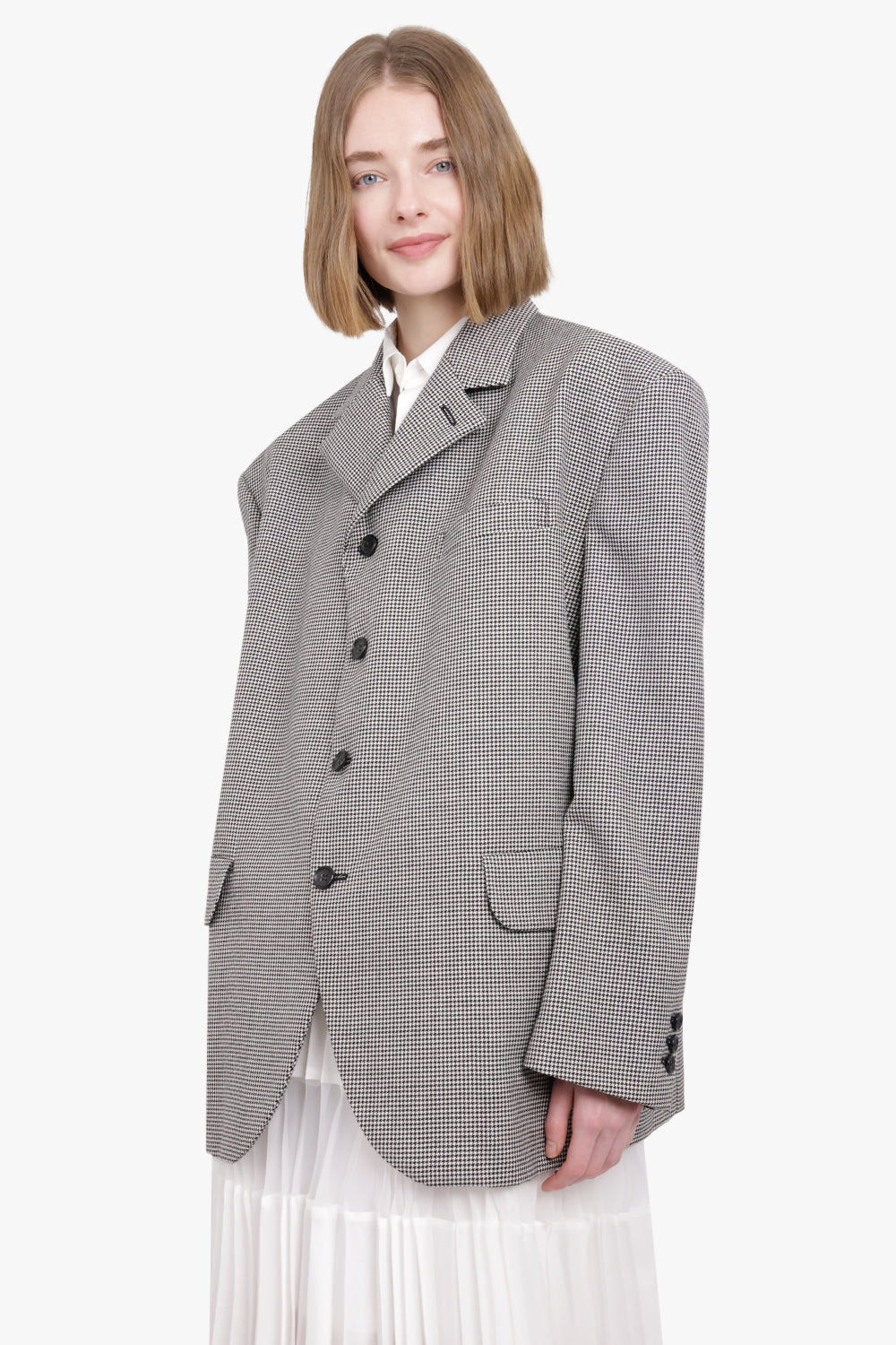 HOUNDSTOOTH WOOL JACKET | BLACK/NATURAL - 3