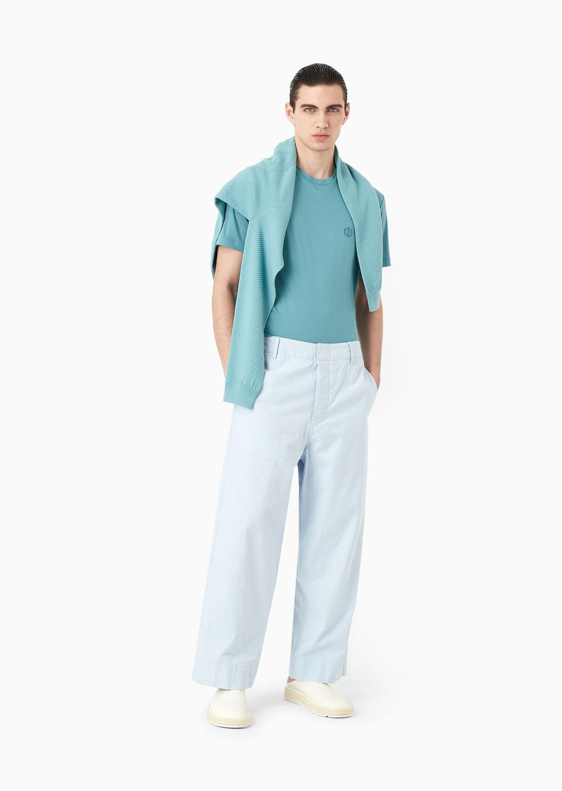 GIORGIO ARMANI Cotton-interlock T-shirt with embroidered logo outlook