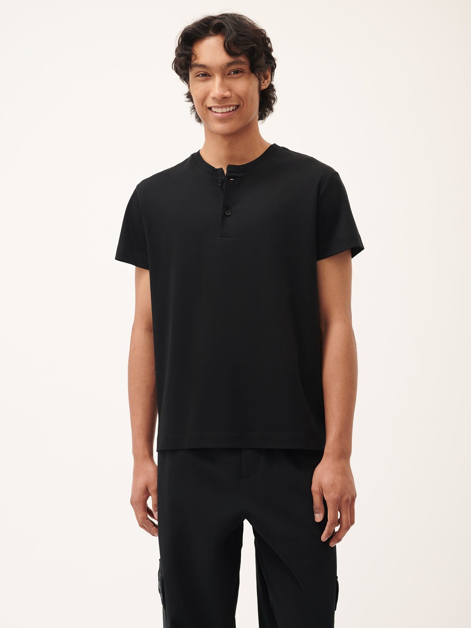 Mens DNA Henley T-Shirt - Black - 2