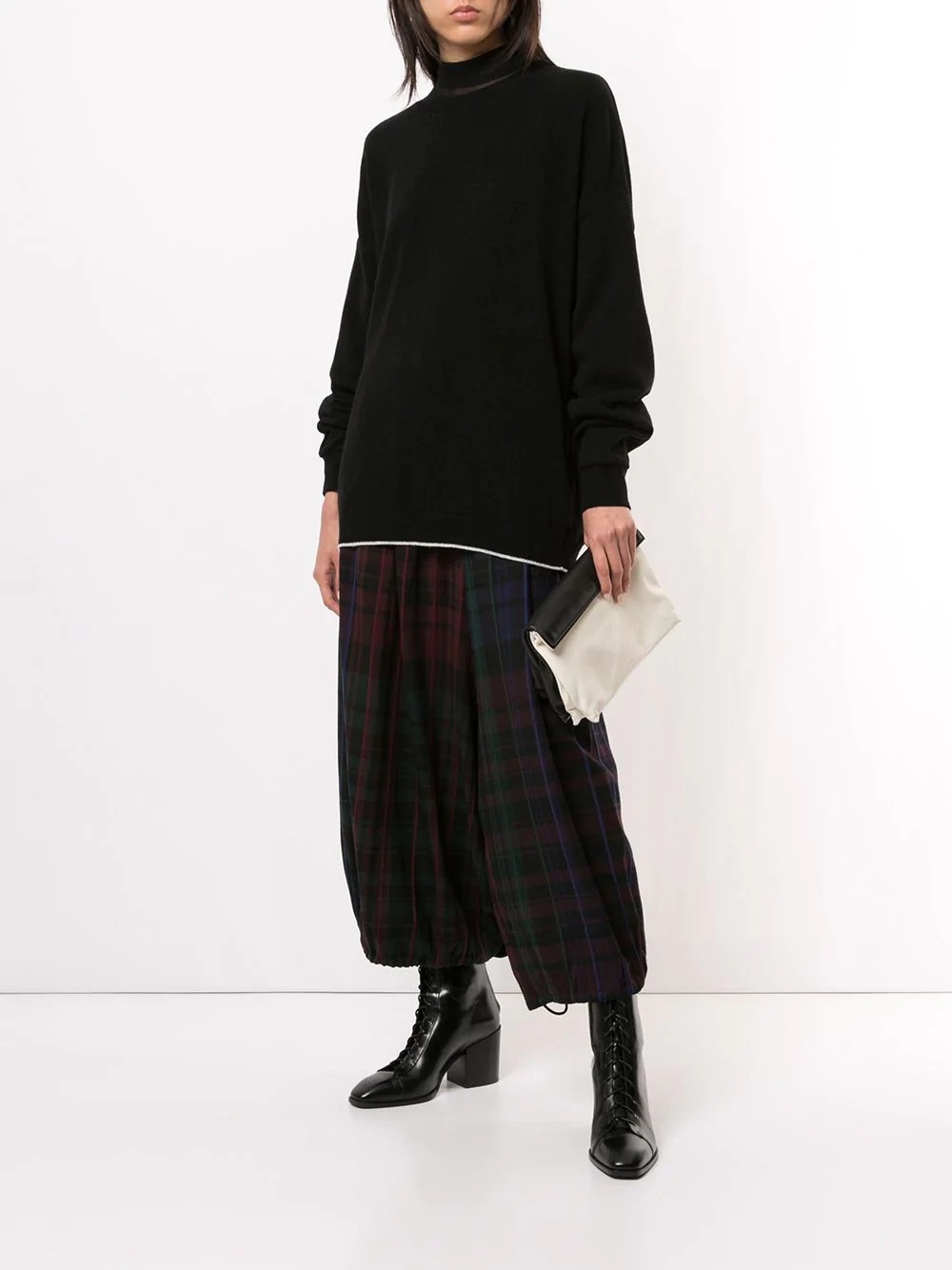 check-pattern straight-leg culottes - 2