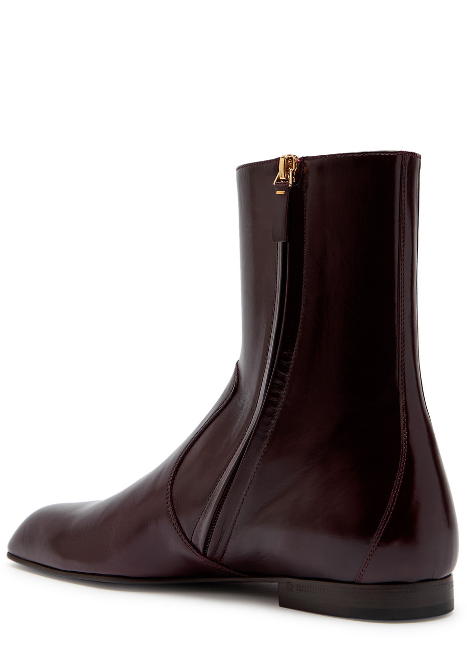 Khaite Colt Glossed Leather Ankle Boots - 2