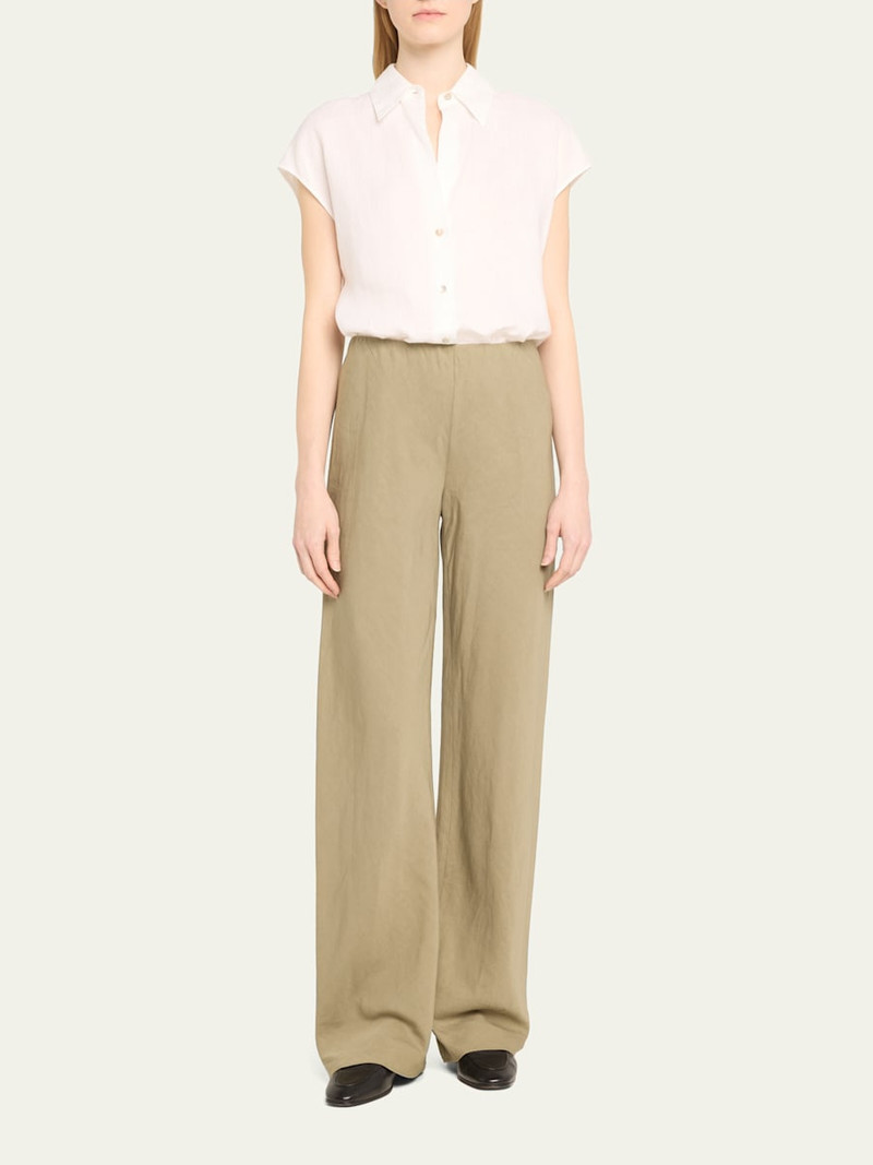 Vince Cap-Sleeve Linen Button-Front Blouse outlook