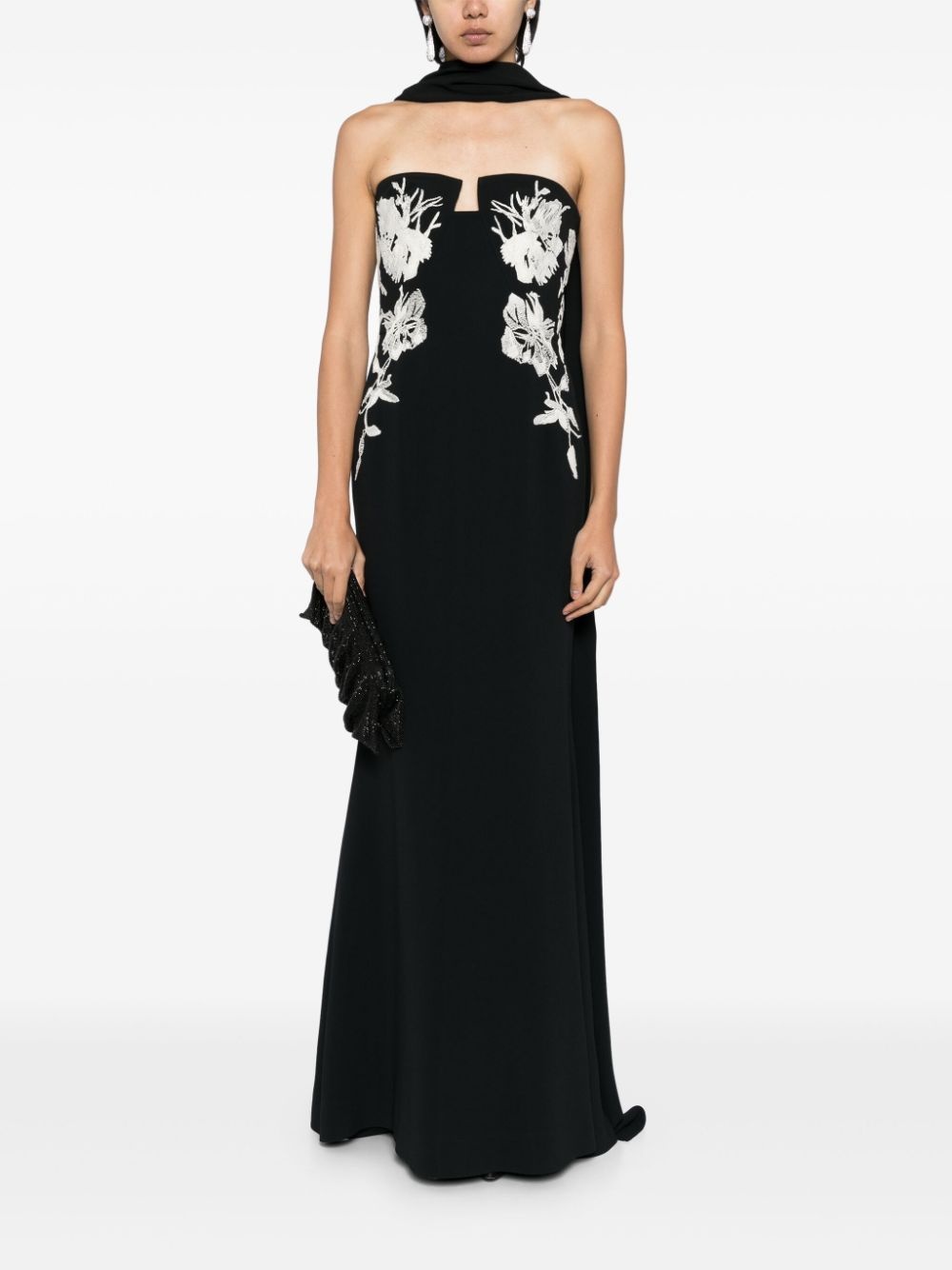 embroidered strapless dress - 2