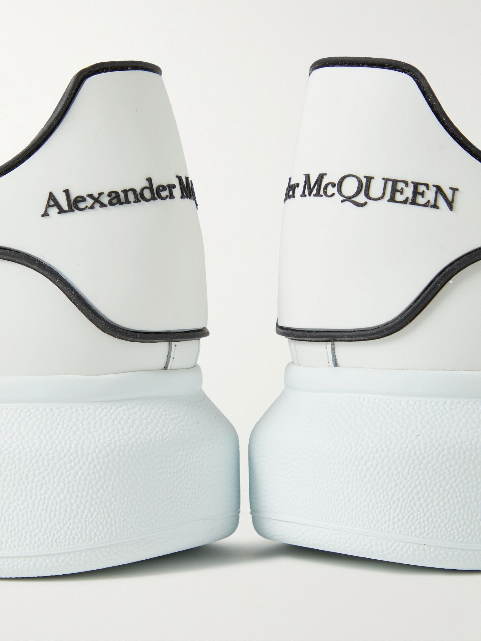 Exaggerated-Sole Rubber-Trimmed Leather Sneakers White - 4