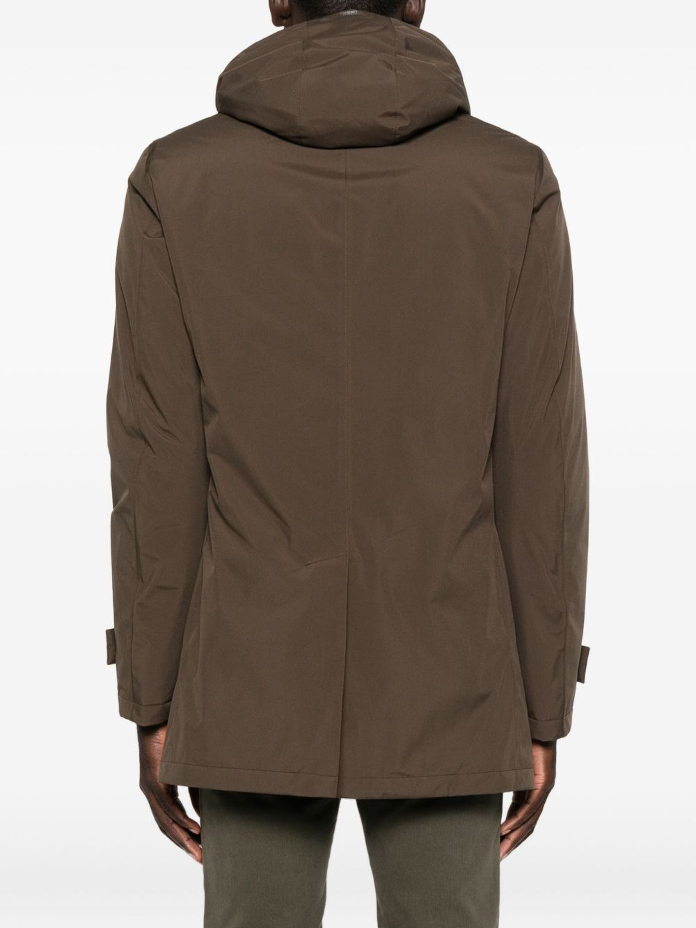 hooded concealed-zip coat - 4