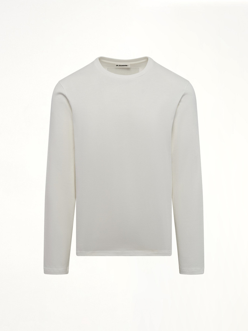 Jil Sander Leather Patch Long Sleeve T-Shirt in Porcelain outlook