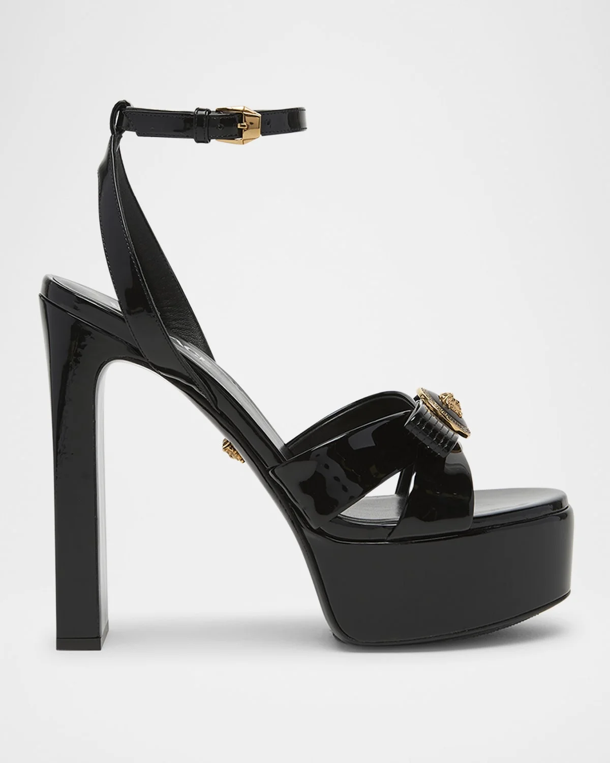 Gianni Patent Bow Platform Sandals - 1